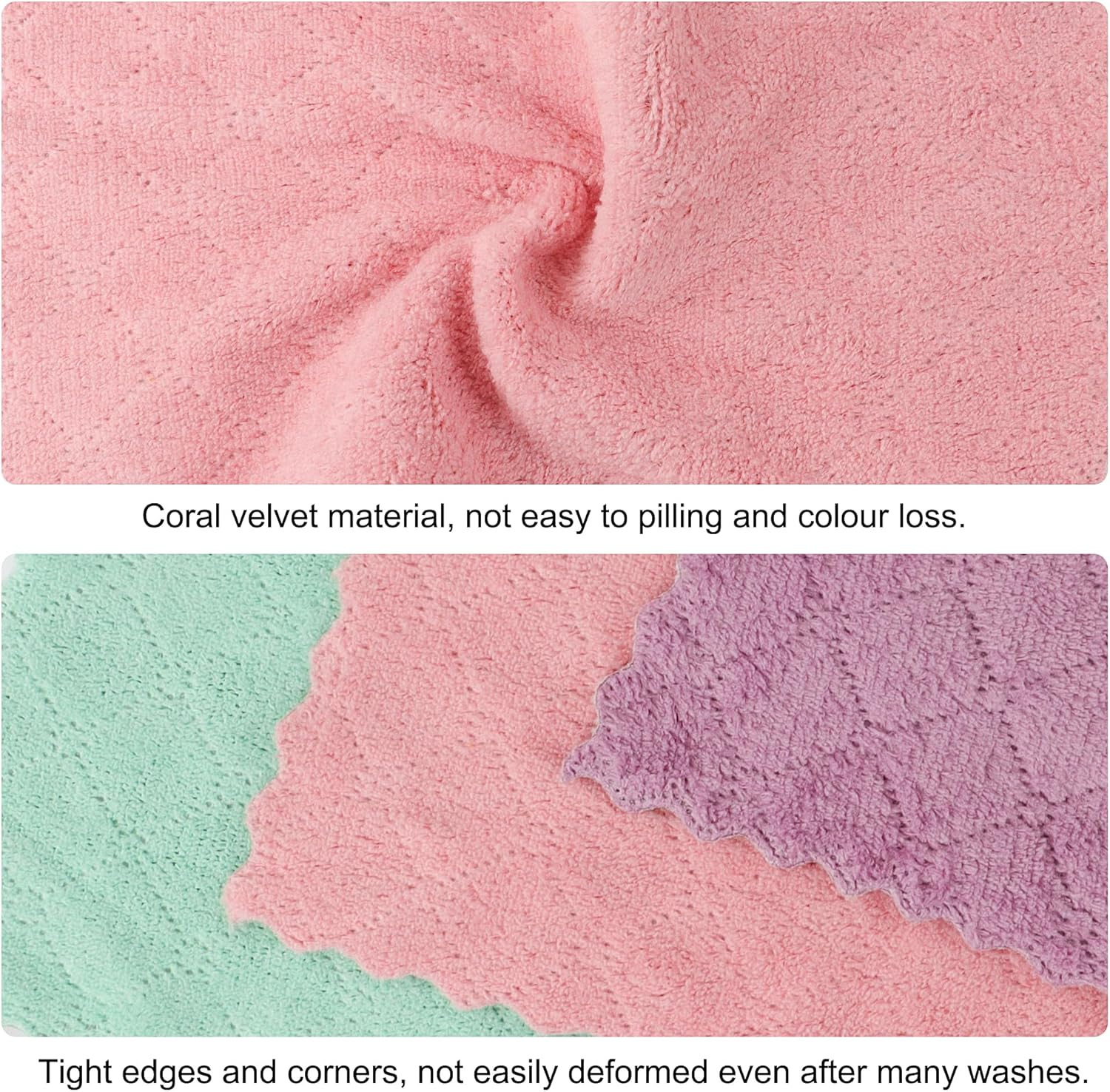 JUNART 10Pcs Dish Cloth,Coral Velvet Kitchen Towel Super Absorbent, Easy to Clean, for Kitchen, Bathroom, Living Room,Etc (Purple) image number 3