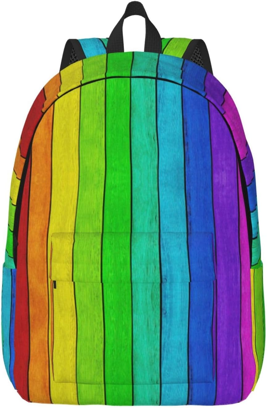 Casual Backpack,School Backpack Waterproof Casual Backpack Cute Laptop Backpack Travel Daypack,Rainbow Colored Striped Print