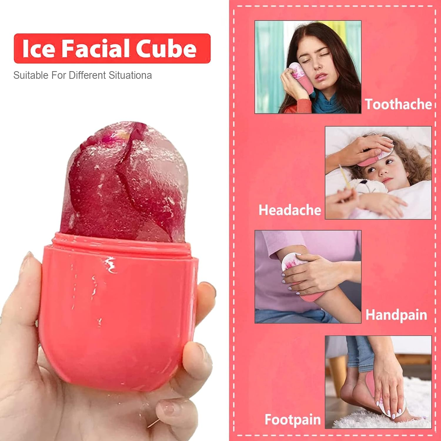 Ice Roller for Face, Topavatop Silicone Ice Face Roller Skin Care, Facial Ice Roller Icing Tool, Ice Holder for Face, Icing Ice Mold for Face, Icing Face Ice Pod Skincare image number 5