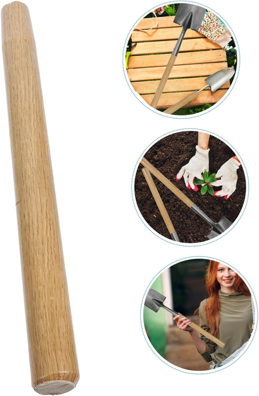 GETAJGHSD Solid Wood Shovel Handle Replacement Thickened Farm Tool Handle Wood Rod for Gardening Heavy Duty Agricultural Hand Tool Compatible with Brooms and Shovels image number 1