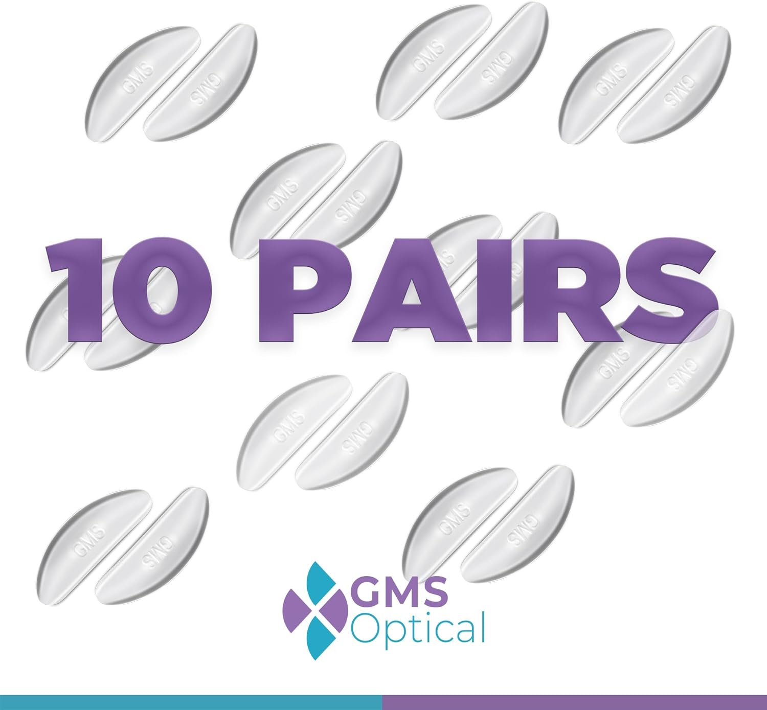 GMS Optical&reg; 1.3Mm Ultra-Thin Anti-Slip Adhesive Contoured Silicone Eyeglass Nose Pads with Super Sticky Backing - 5 Pair (Clear - 2 Pack) image number 3