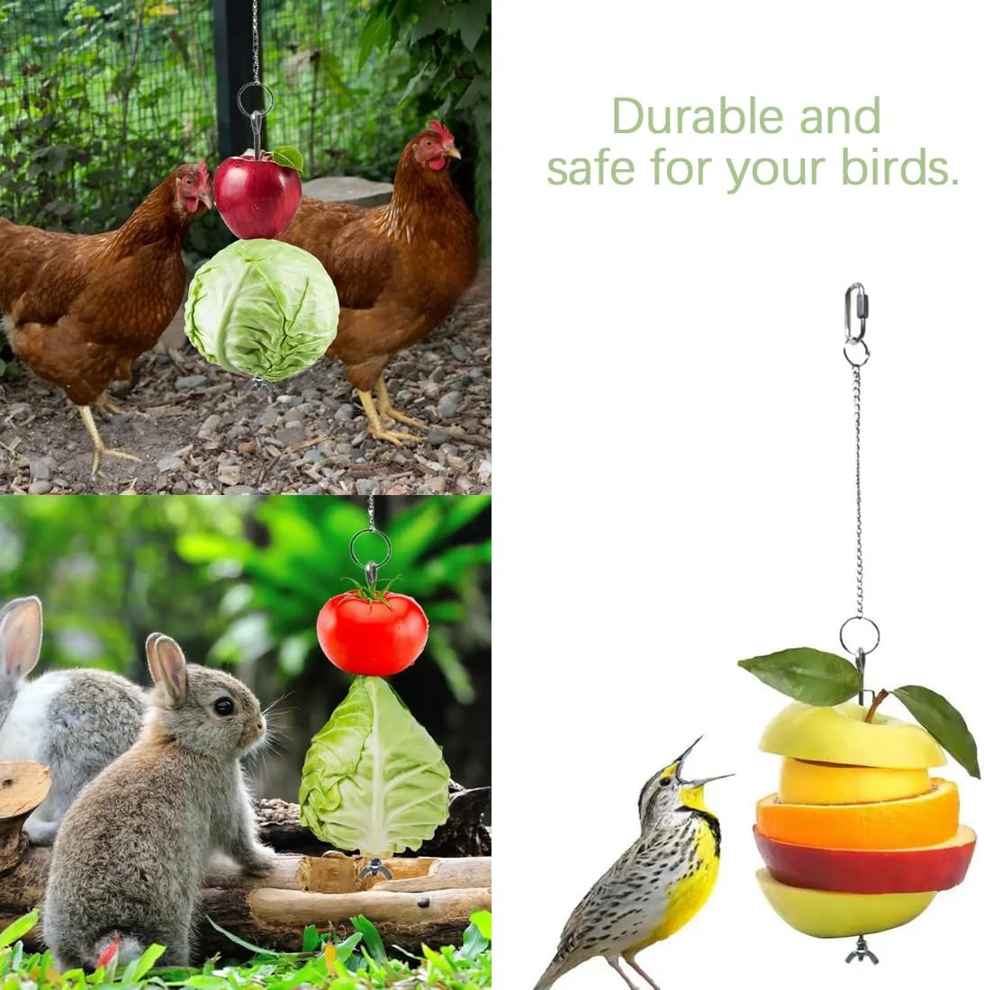 JTKREW Pack of 2 Stainless Steel Bird Skewers for Parrots - Holder for Fruit, Vegetables and Foraging Toys