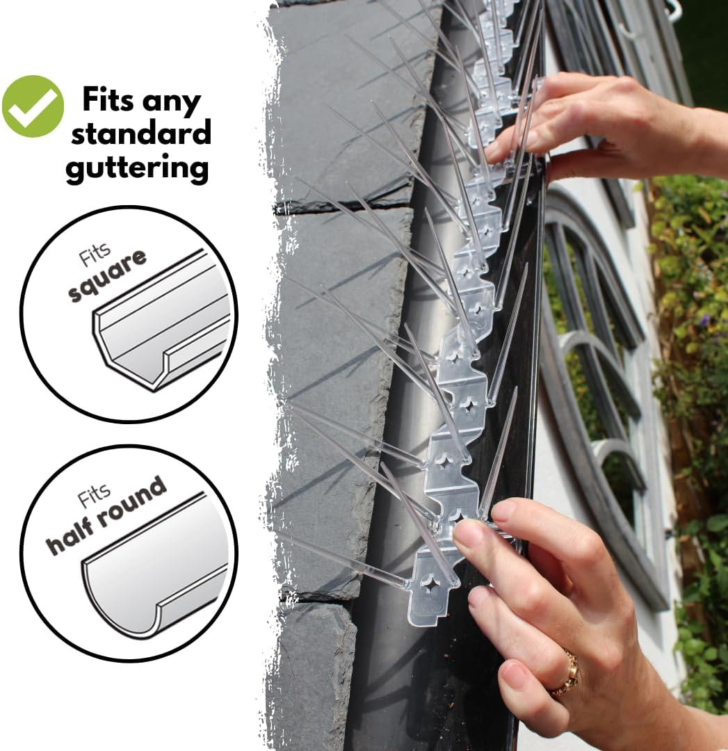 Defender Bird Spikes | Gutter Spikes Pack for Seagulls & Pigeons | Install Guide | 3 Metre