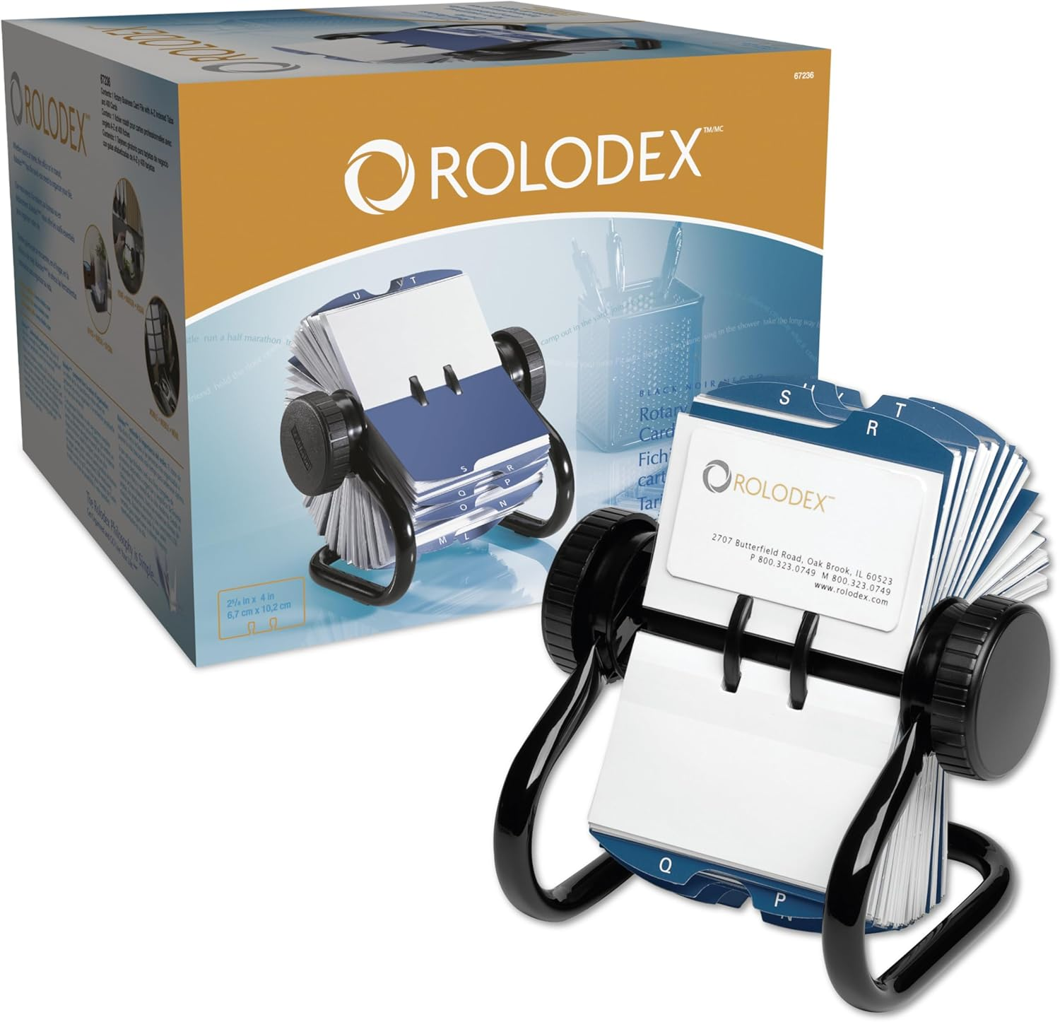 Rolodex&reg; Mini Classic Rotary Card File, 1 3/4" X 3 1/4", 250 Cards, Black image number 2