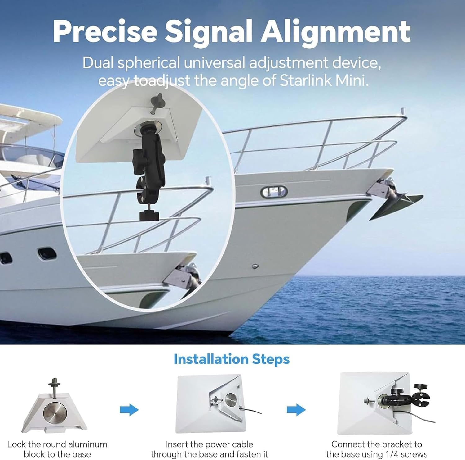Starlink Mini Mount, Universally Adjustable Angle Clamp Mount, Adjustable Clamp Mount for RV Ladders, Guardrails and Roof Rack, Starlink Mini Accessories, Compatible with Original Pipe Adapter image number 3