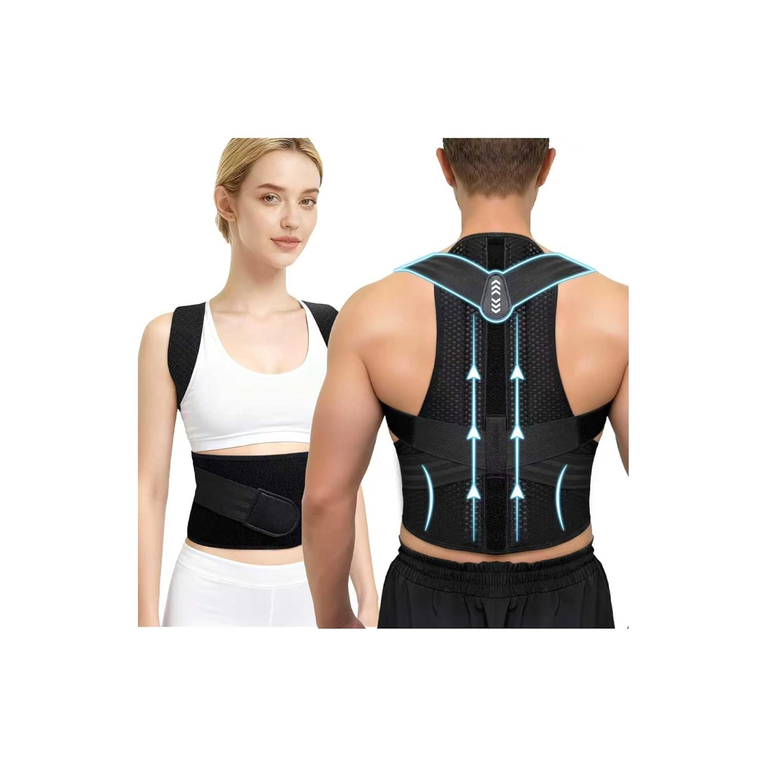 Posture Corrector, Adjustable Back Brace Posture Corrector, Shoulder Support - Breathable & Lightweight with Dual Aluminum Stays - Upper & Lower Back Pain Relief for Men and Women(Black, S) image number 6