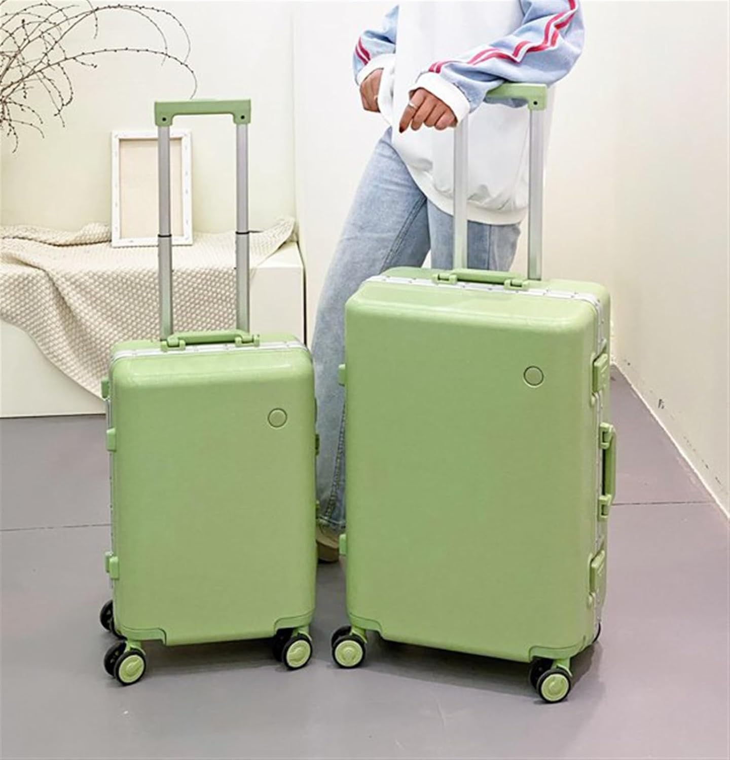 Checked Luggage Carry on Luggage Cabin Luggage Multifunctional Partition Trolley Case Light Password Travel Hardside Luggage Luggage Suitcase (Color : E, Size : 20Inch)