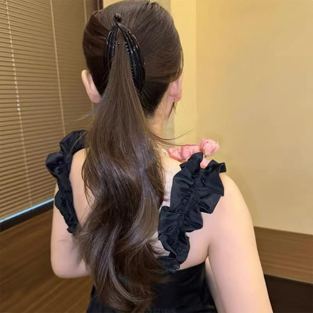 2Pcs Banana Hair Clips Pony Tail Hair Clips Fishtail Hair Clip Banana Clip Double Comb Long Hair Clips for Thick Curly Hair Accessories image number 5