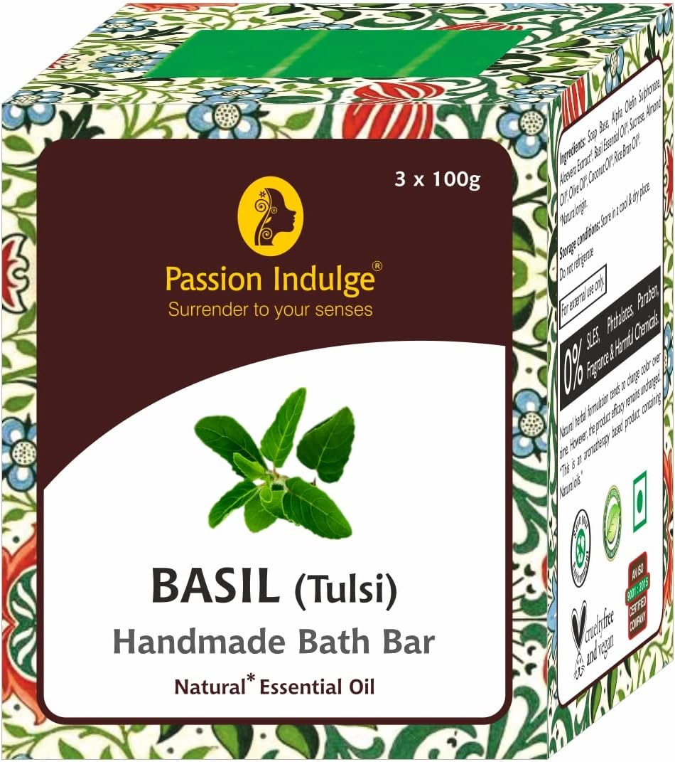 Passion Indulge Combo Handmade Bath Bar anti Microbial Soap - Basil and Tea Tree Soap | Natural Soap | Soap for Men| Soap for Women | anti Microbial Soap | Essential Oil Soap | Vegan Soap image number 1