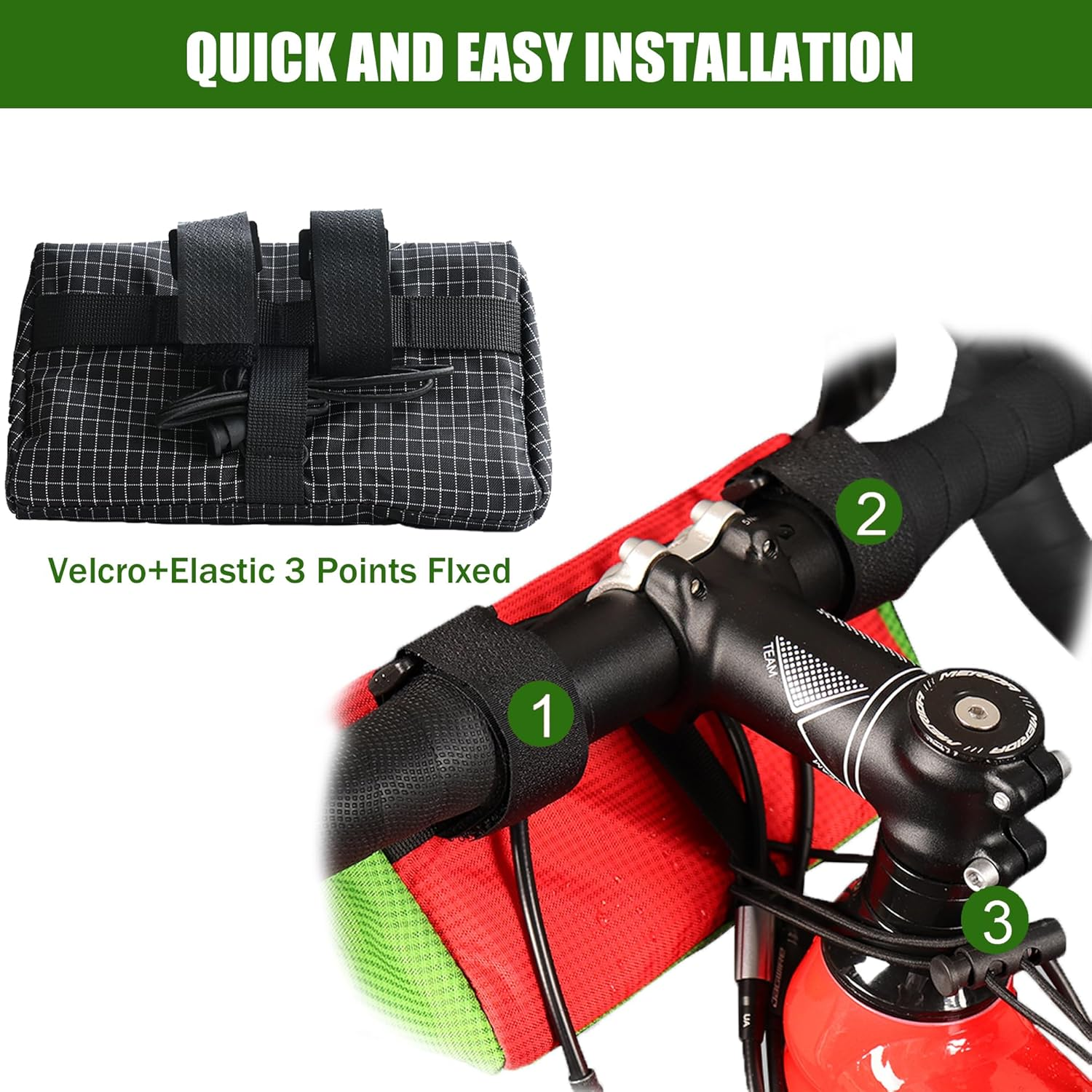 Bike Handlebar Bag, Kids Bicycle Front Basket Pack,Waterproof Bikes Bag,Small Bicycle Handle Bar Bag for Boys Girls Men Women (Black) image number 6