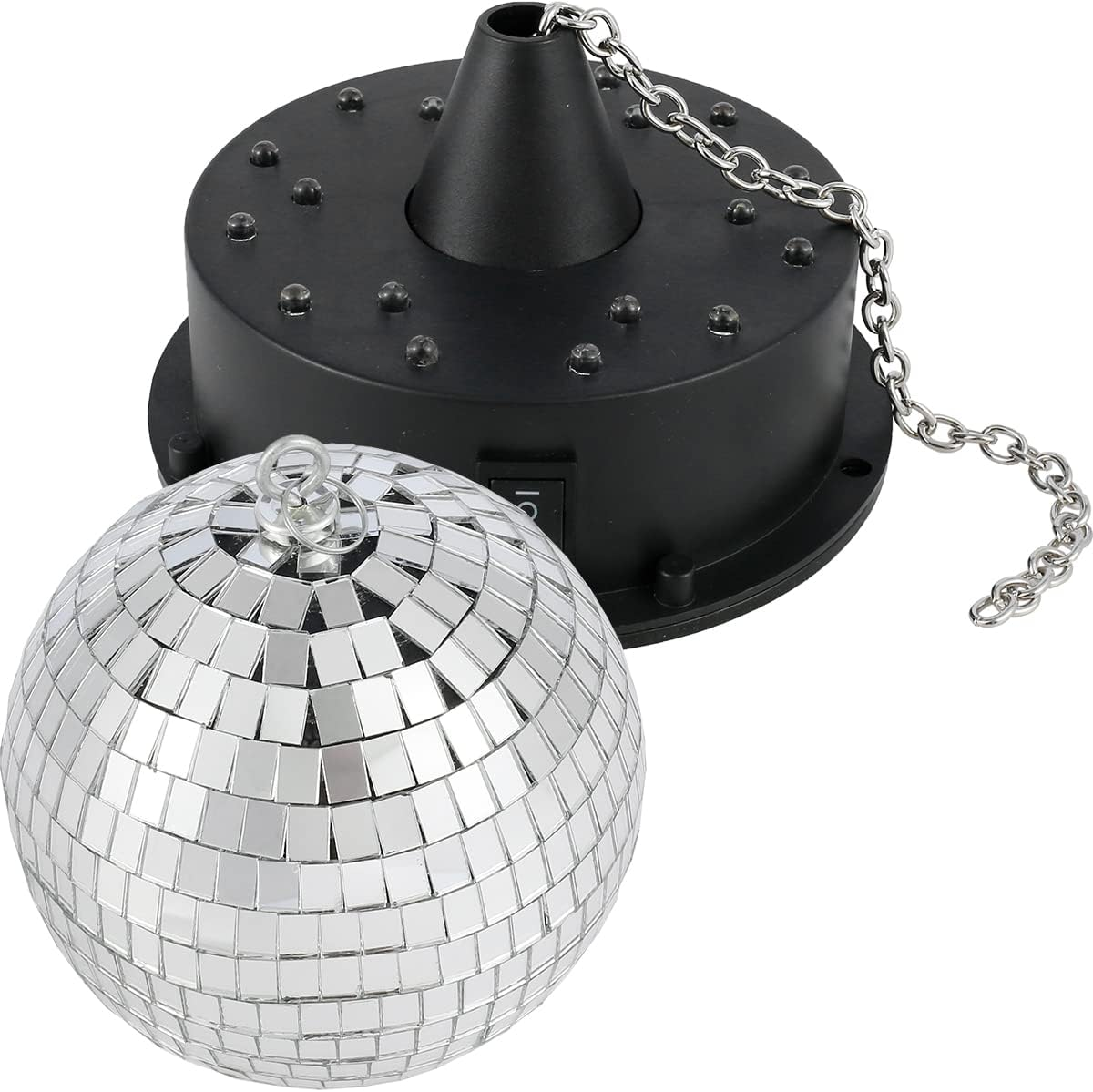 Abizarch Rotating Disco Ball Mount Support,Electric Mirror Ball Motor for 6 8 12 Inch Disco Ball (Not Included), 3RPM Battery Powered Sound Control Rotating Mirror Reflection Ball Hanging Support