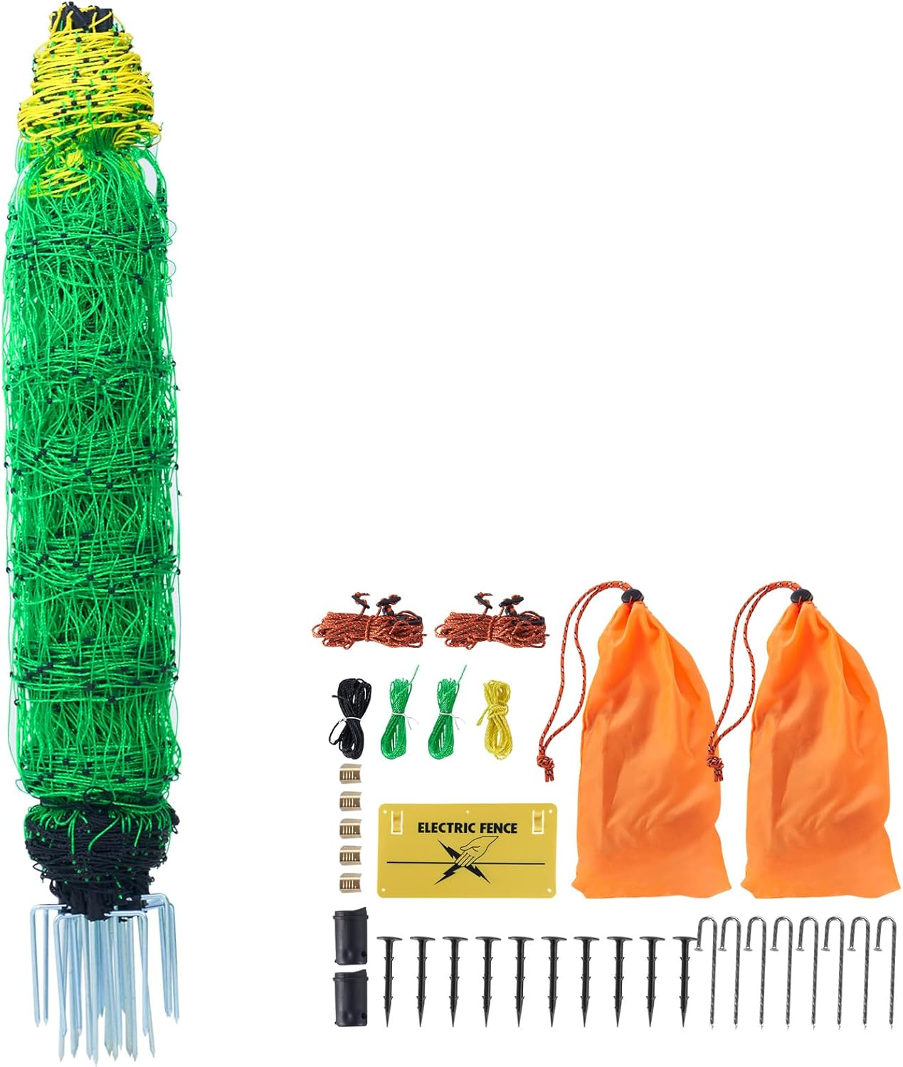 VEVOR Electric Fence Netting, 0.88 X 49.98 M, PE Net Fencing with Posts & Double-Spiked Stakes, Utility Portable Mesh for Goats, Sheep, Lambs, Deer, Hogs, Dogs, Used in Backyards, Farms, and Ranches image number 6