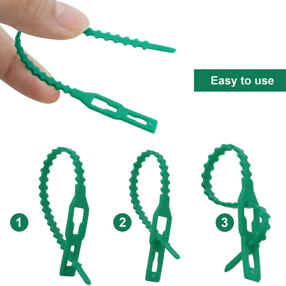 200 Pieces Adjustable Garden Plant Twist Ties, Reusable Green Garden Ties Gardening Ties, Reusable Garden Plant Twist Tie Plastic Garden Ties Plant image number 4