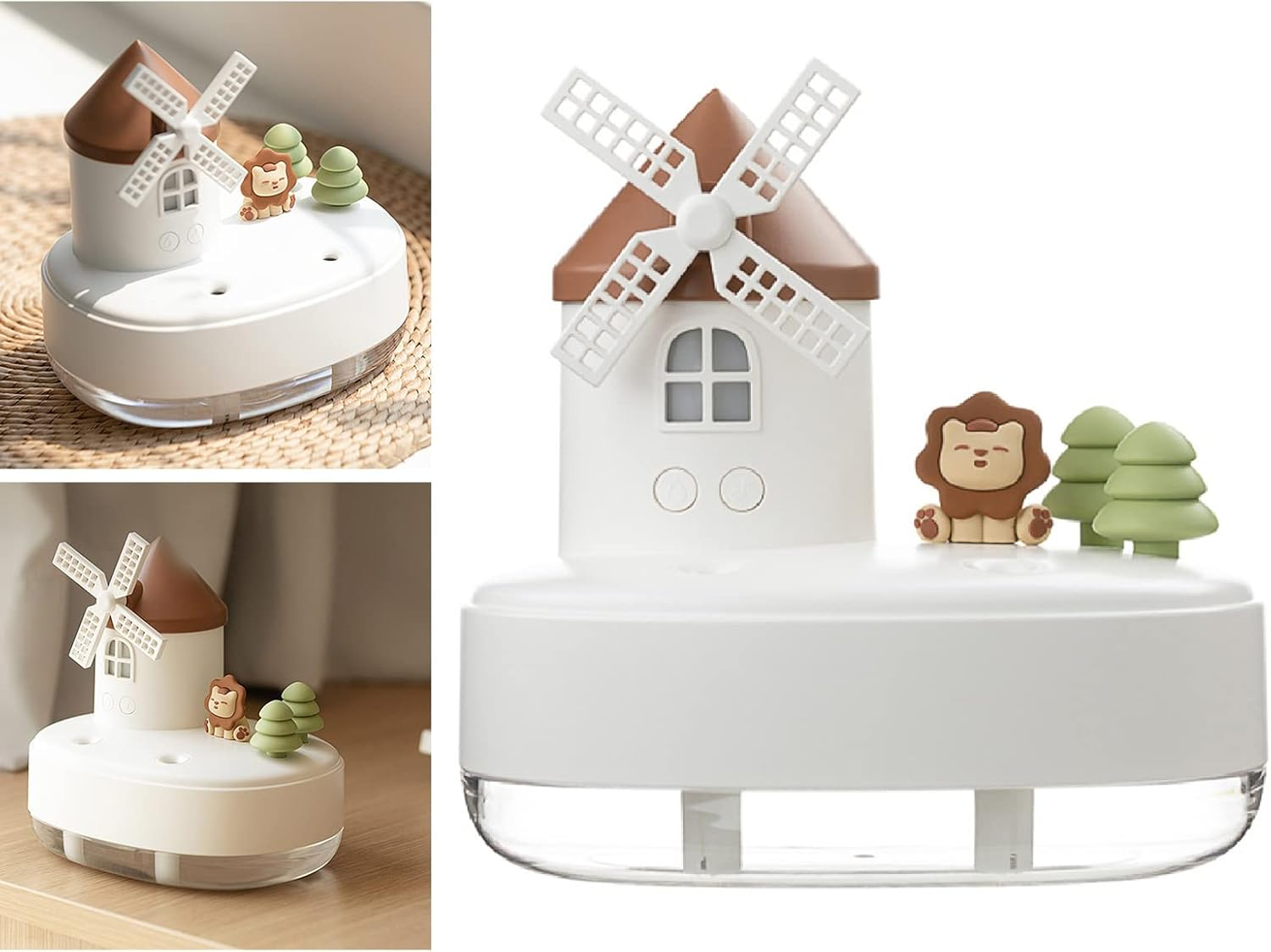 Cute Humidifier, Unique Music Dual Spray Romantic Windmill Shape Low Noise Music Humidifier for Office (White) image number 4