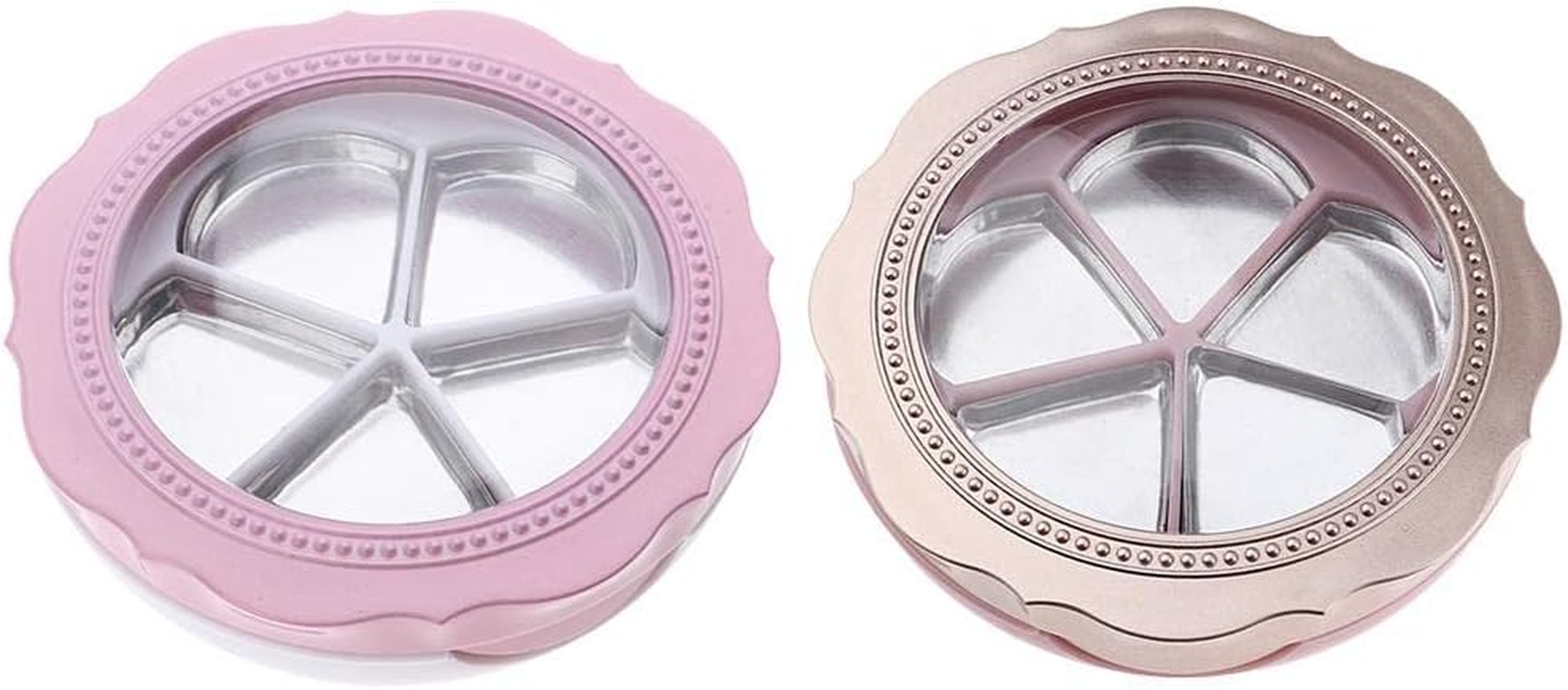 Oshhni Petite Plastic Makeup Palette with Aluminum Pans - Cosmetic Storage Solution, 4G, Pink White image number 2