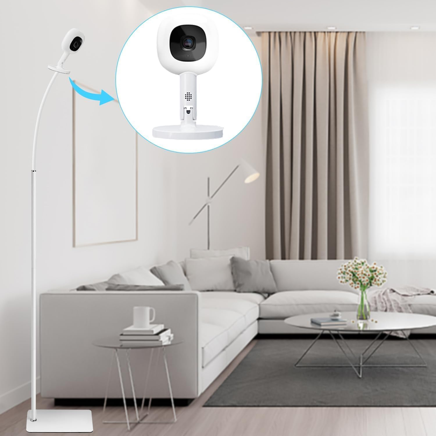 Baby Monitor Floor Stand Holder Mount for Nanit Pro & Flex Stand,Infant Optics,Vtech Vm901/Vm819,Momcozy,Hellobaby,Owlet Cam/Cam 2,And Camera with 1/4" Threaded Hole,Keep Baby Away from Touching