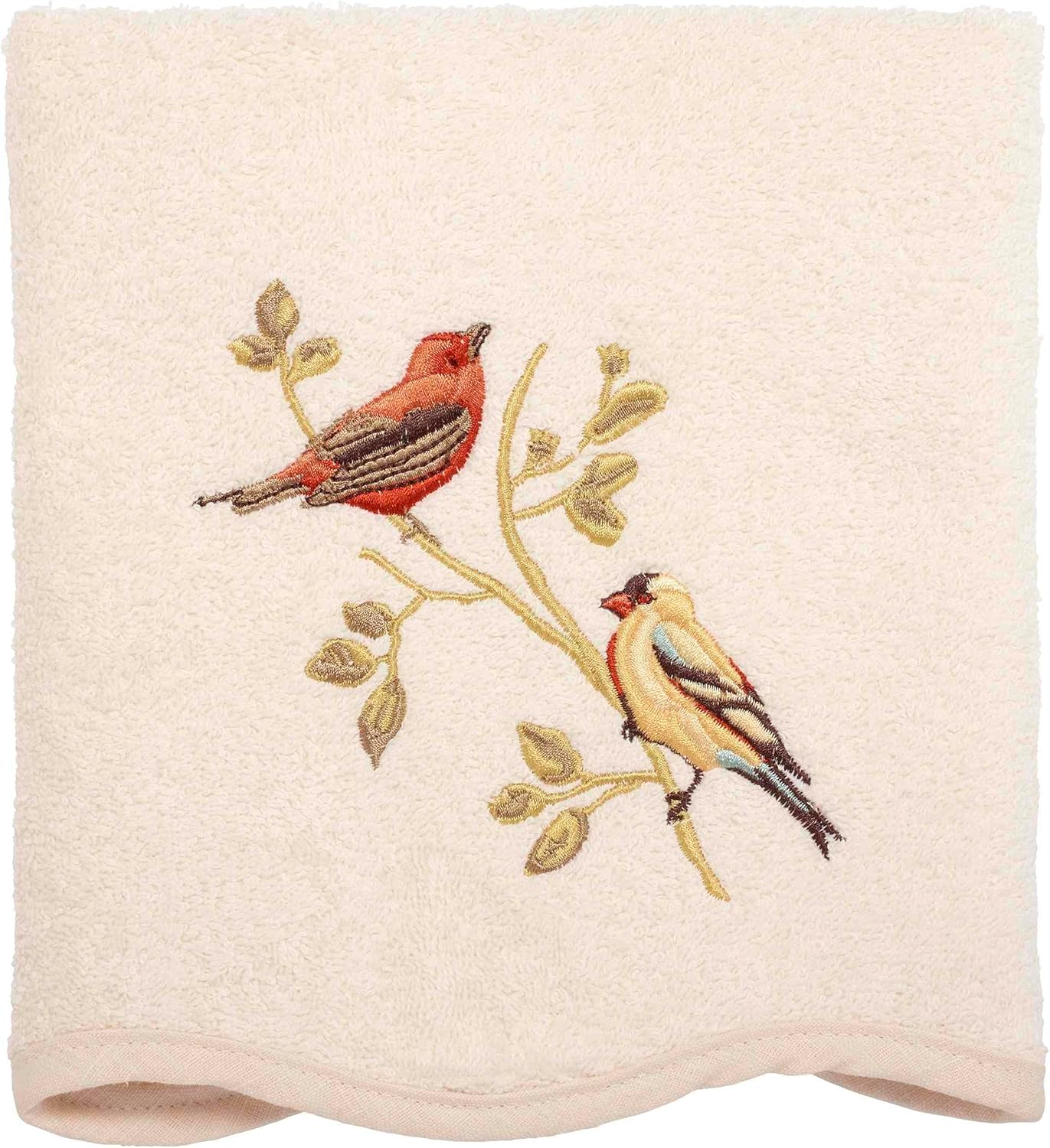 Avanti Linens - Hand Towel, Soft & Absorbent Cotton Towel (Premier Songbirds Collection, Ivory) image number 4