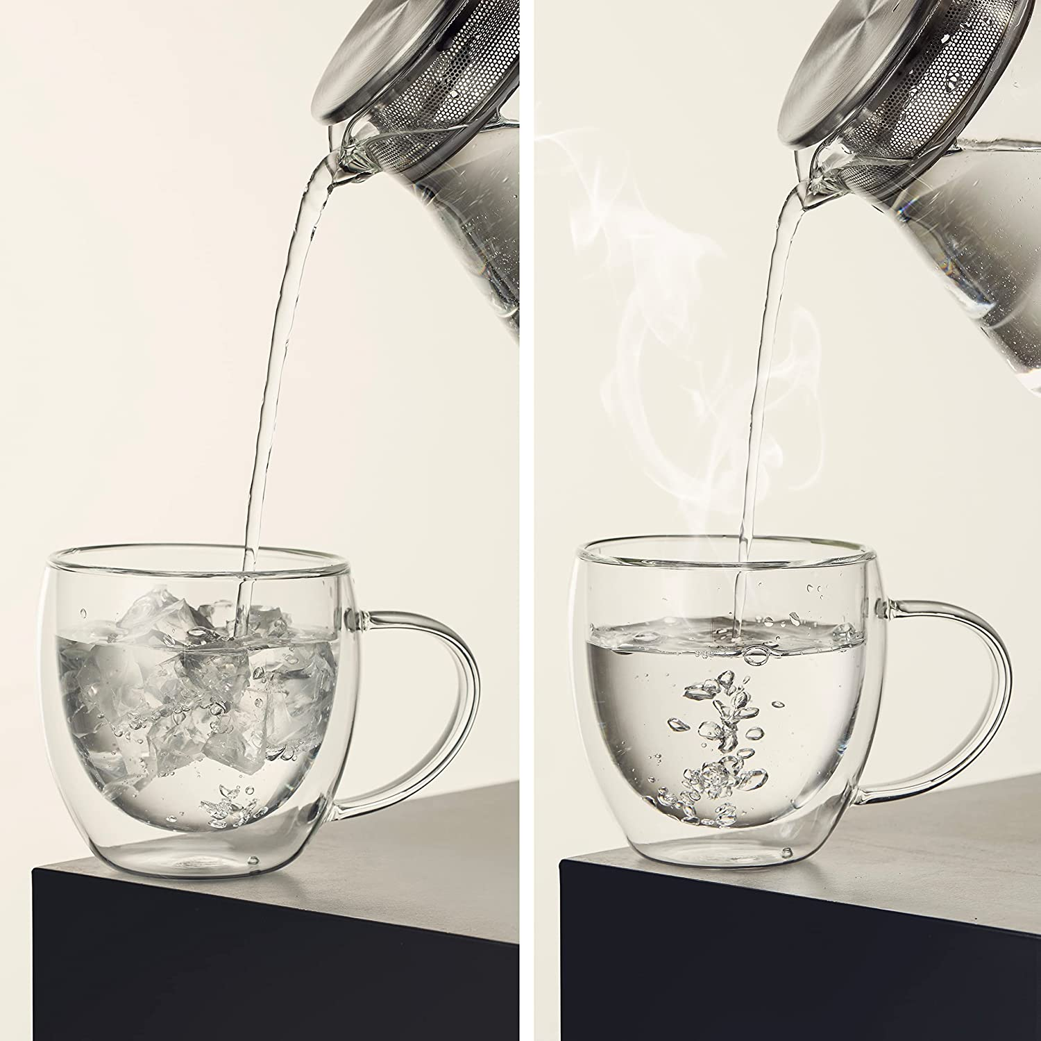 CNGLASS 250Ml Glass Coffee Mugs,Double Wall Insulated Glass Mugs with Handle,Clear Espresso Mugs for Latte,Cappuccino,Tea Bag,Set of 4 - 150Ml(4-Pack) image number 4