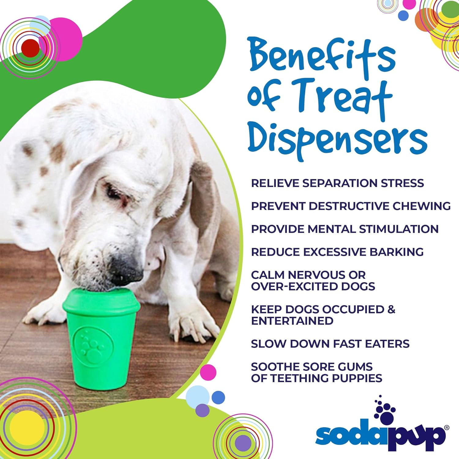 Sodapup Coffee Cup Durable Rubber Chew Toy and Treat Dispenser Dog Toy - Dog Puzzle Toys - Treat Dispensing Dog Toys - Dog Enrichment Toys - Sturdy Dog Toys (Medium, Green) image number 2