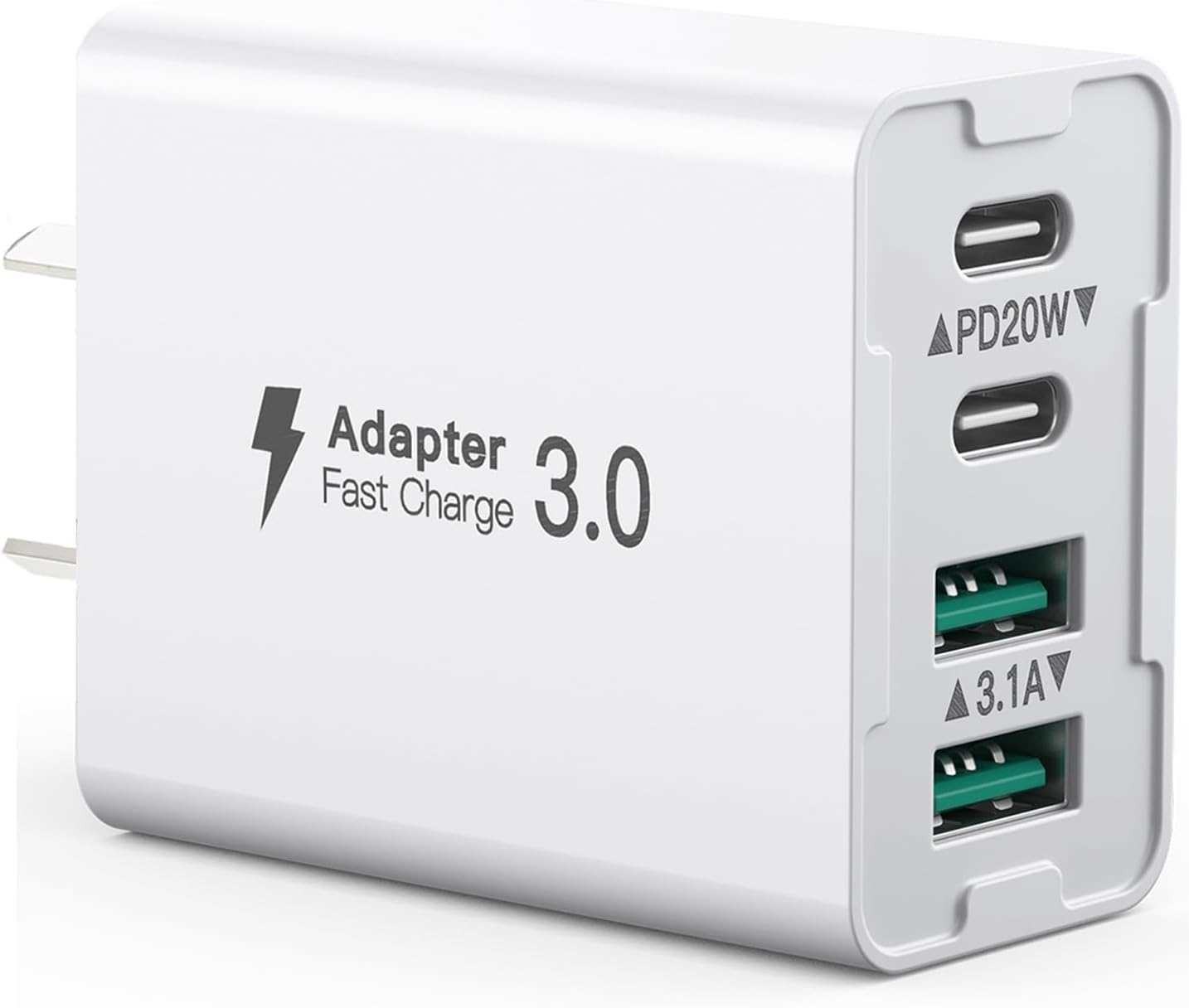 USB C Wall Charger, 40W 4-Port USB C Charger Block Fast Charging Block Dual Port PD+QC Wall Plug Multiport Type C Compatible with Iphone 12/13/14/15/16/Pro Max/Xs/Xr/Samsung Galaxy S24/S23/S22/Tablet