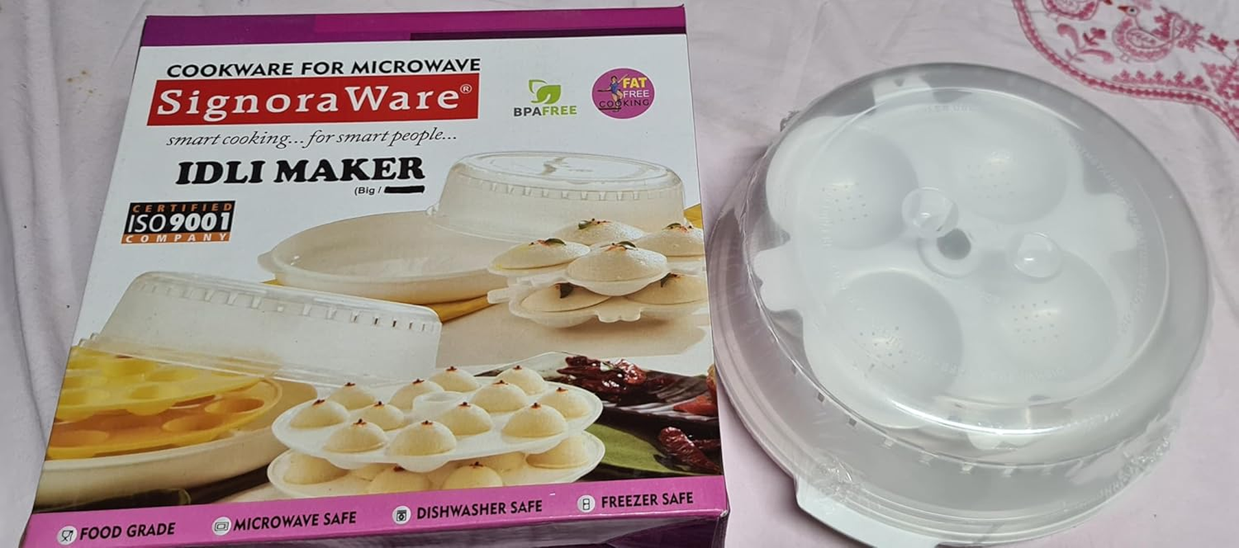 Generic Microwave Idli Maker - Cooker, Round, White, Silicone
