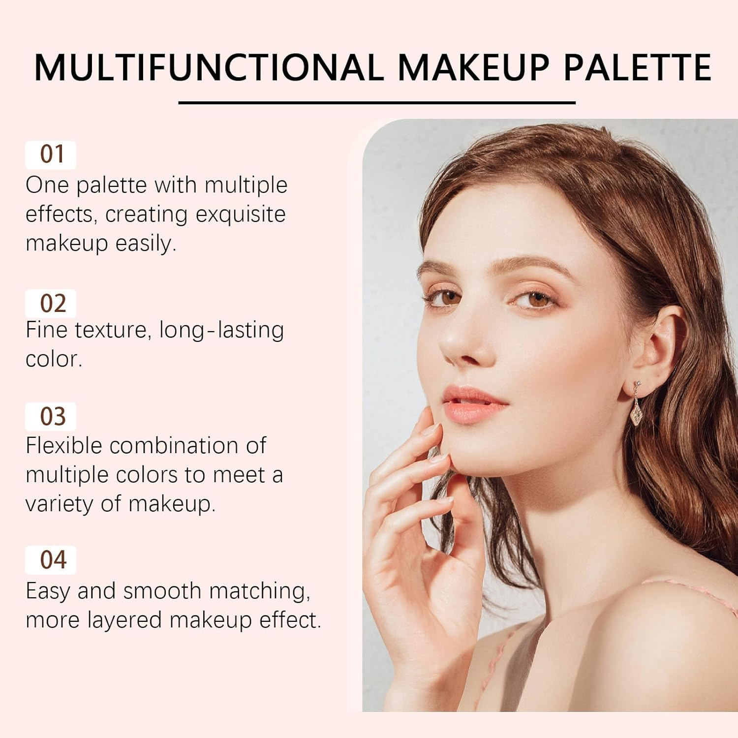 Baked Makeup Palette,Full Size Baked Palette - Includes Bronzer,Blush,2 Highlighters and 3 Eyeshadows,Multi-Purpose,Highly Pigmented,Long-Wearing image number 4