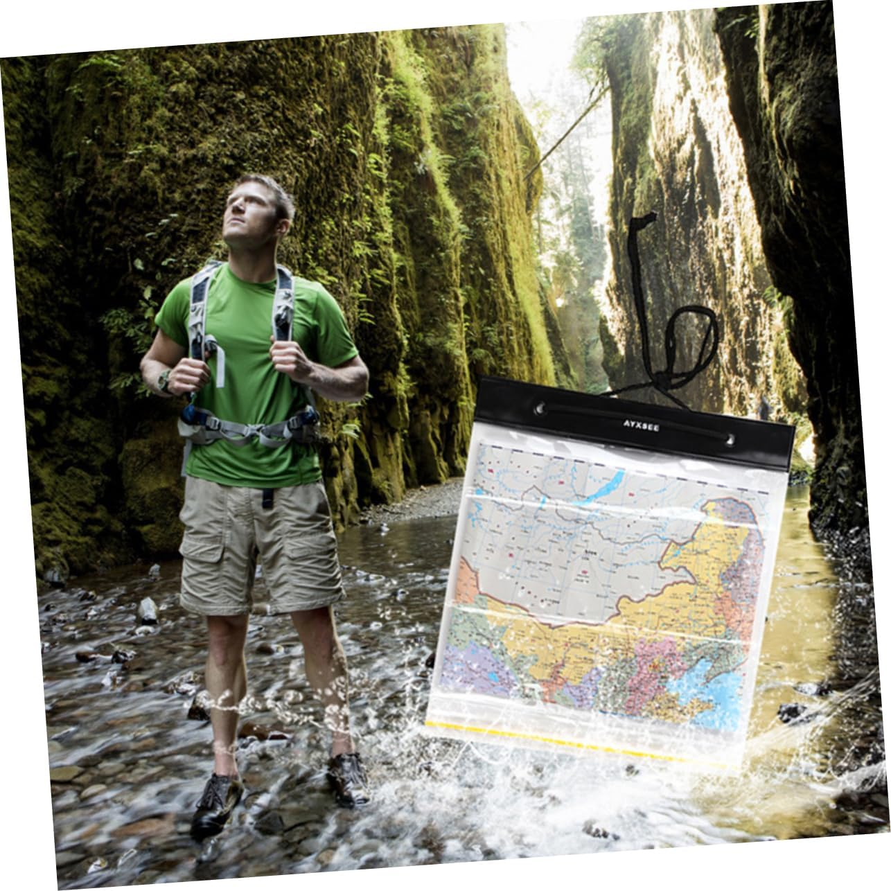 Map Bag Self-Sealing Clear Bag Map Carrier Protector Pouch Document Dry Waterproof Case Trail Case Waterproof Phone Pocket White Water Outdoor image number 4