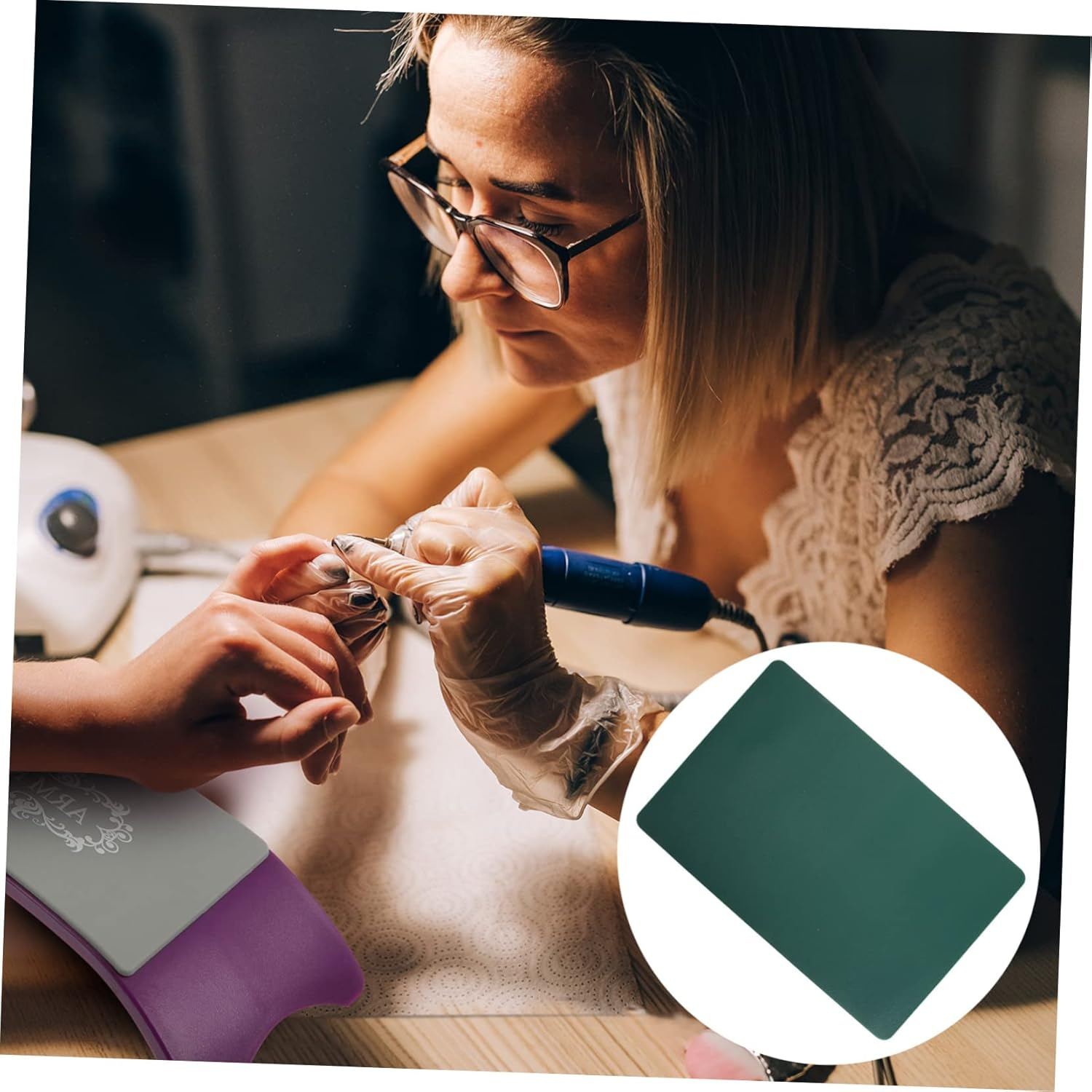 Healvian Dual-Sided Nail Art Mat for Manicure Waterproof and Stain-Resistant Hand Cushion Hand Rest Pad for Nail Shops and Home Use image number 1