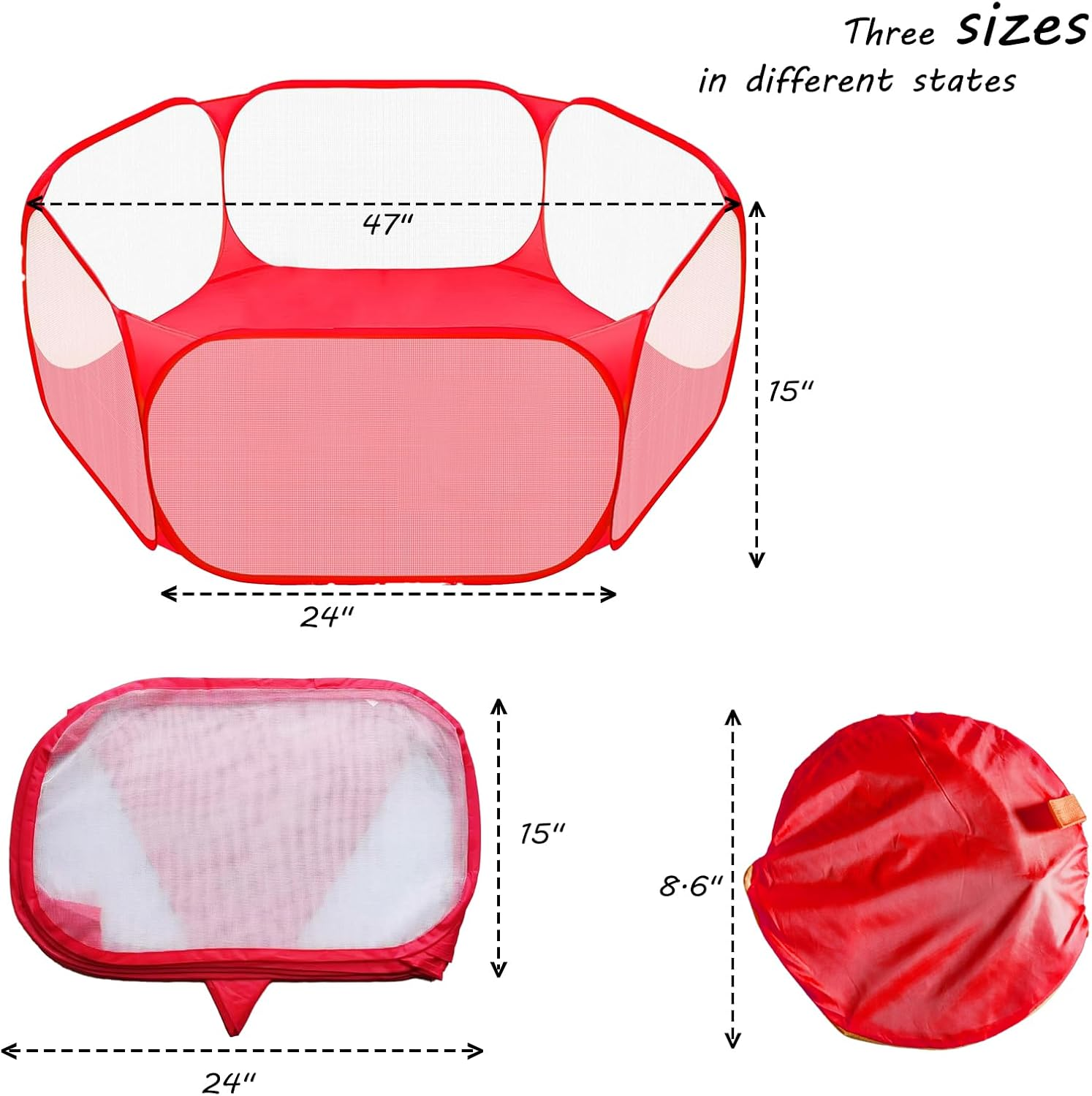 Small Animals Playpen, Portable Pop-Up Open Interactive Pet Tent, Indoor Outdoor Fence for Rabbits, Guinea Pig, Hamster, Chinchillas, Kittens, Puppies - Black image number 2