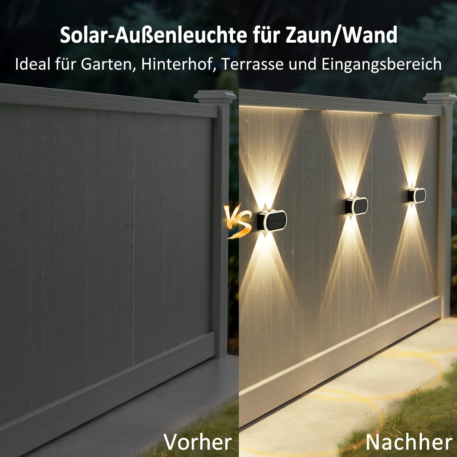 Hiromeco Solar Lights for Outdoor Wall Set of 4 Solar Wall Lights Outdoor with Double up & down Light - 3 Colour Modes Solar Lights Waterproof for Yard Garden Garage