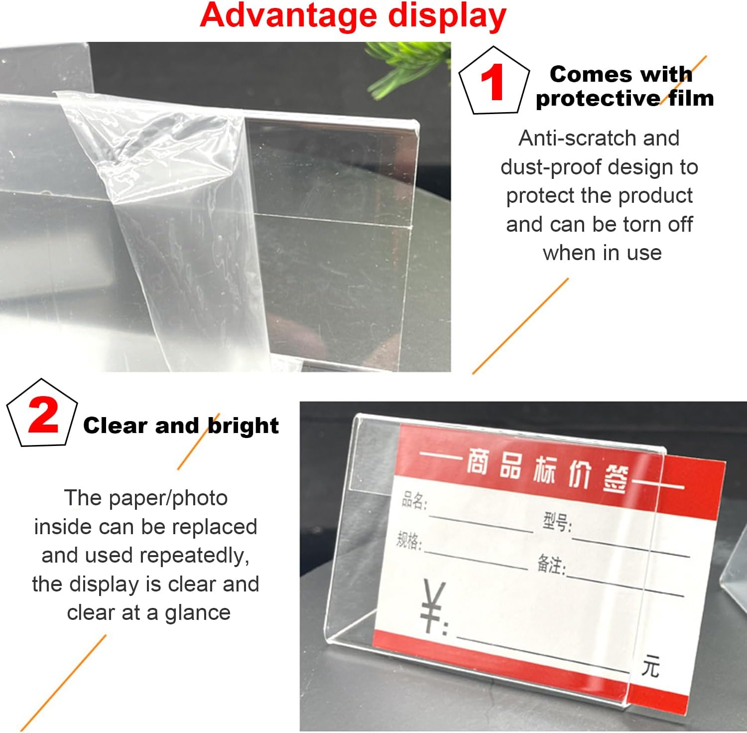 Paifeancodill Mini Sign Display Holder, 20 Pcs Acrylic Sign Holder, L Shape Sign Holders Acrylic Clear Sign Stand Card Holder for Price Card, Tag Name, Table Top, Counter, Store Label Display(9 X 6Cm) image number 5