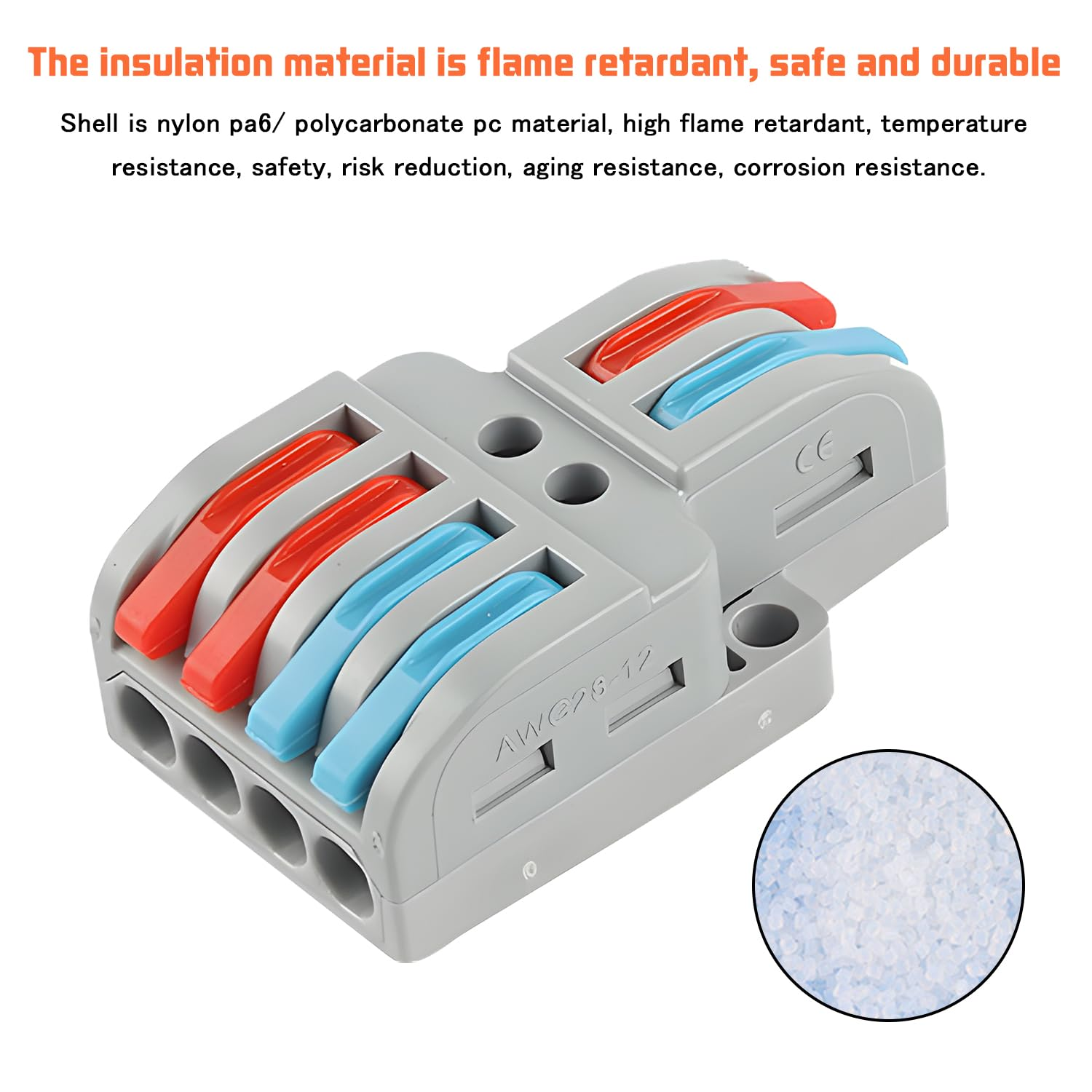 Lever Wire Connector,7 Pcs Universal 2 in 4 Out Conductor Combination Compact Electrical Insulated Terminals,Quick Disconnect Compact Splicing Connectors for Circuit Inline image number 2