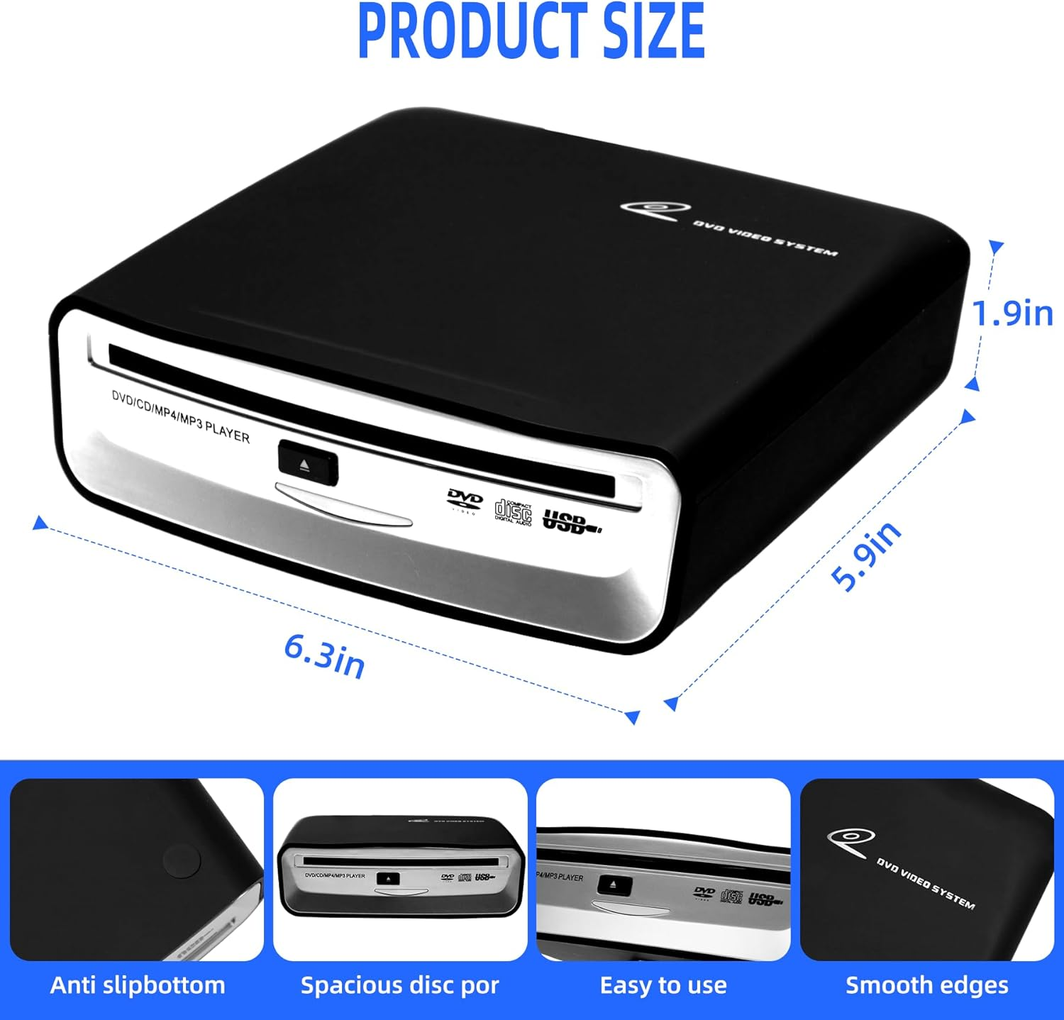 USB Portable External Universal CD Player for Car，Tv，Mac，Laptops，Desktops，Pc with Plug and Play USB Port AUX Port for Android 4.4 and above Navigation image number 3