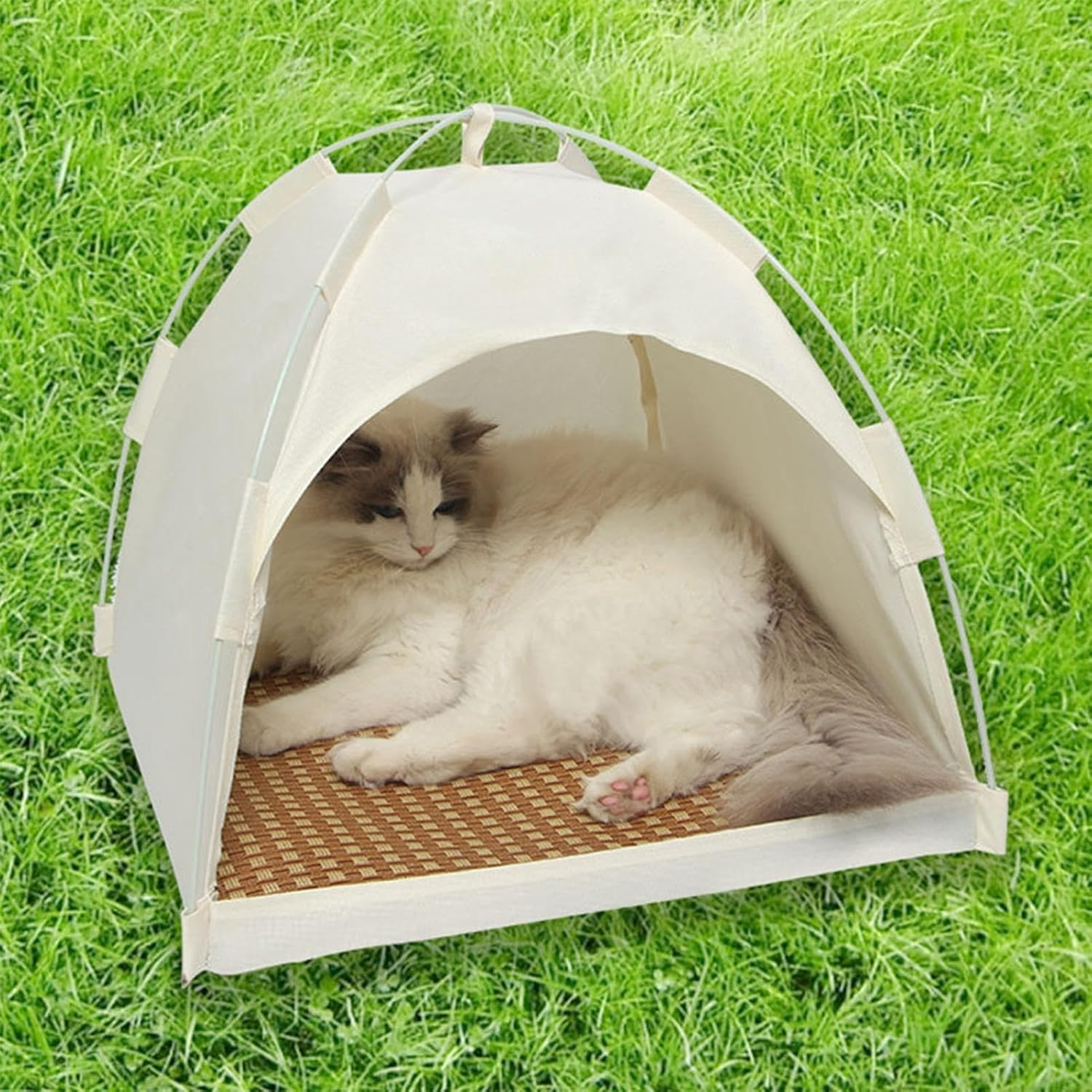Outdoor Cat Tent | Cat House | Breathable Cat Shelter, Feline Outdoor Shelter, Versatile Expandable Cat Cottage, Pet Friendly Airy Canopy, Detachable Animal Dwelling for Young Cats, Dogs image number 6