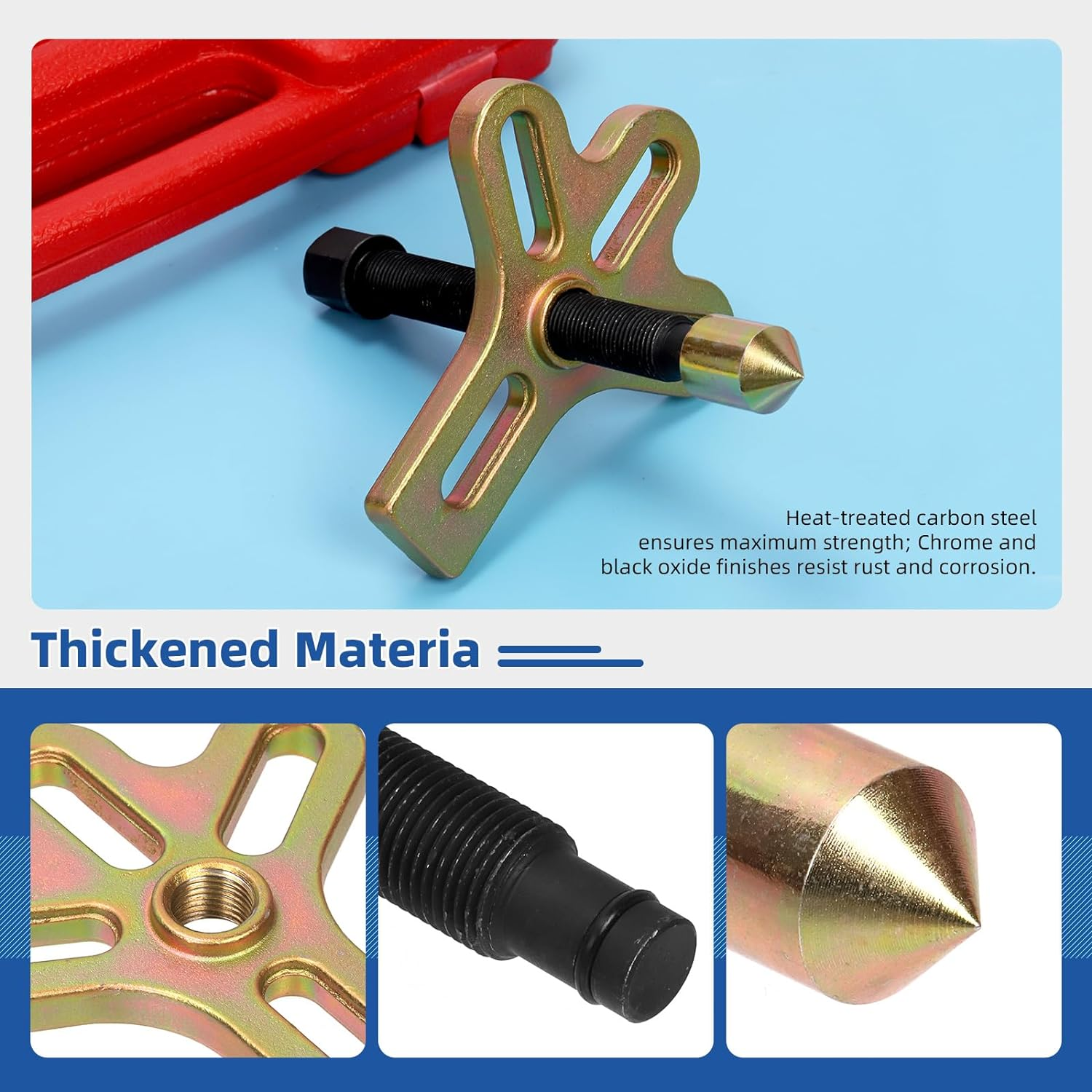 Glarks 13Pcs Harmonic Balancer Steering Wheel Puller Kit Power Steering Pulley Puller Installer Tool Set Crankshaft Pulleys and Gears for Car Pickup SUV image number 4