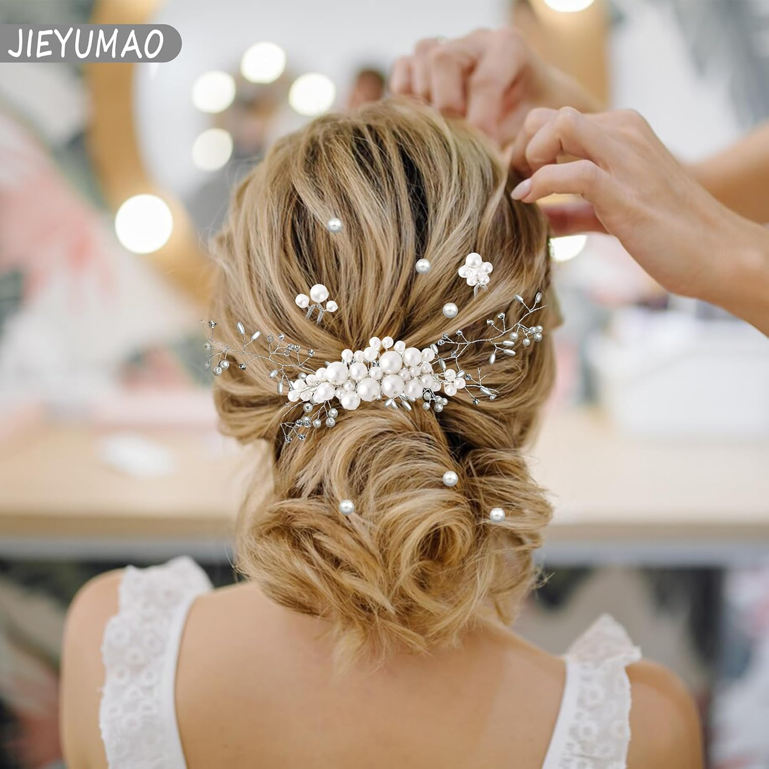 12Pcs Wedding Hair Comb, Shiny Silver Wedding Hair Accessories, 19.7 Inch Bridal Hair Vine Hair Clip Bridal Hair Comb Wedding Hair Pins Bridal Hair Accessories for Bride Bridesmaids image number 4