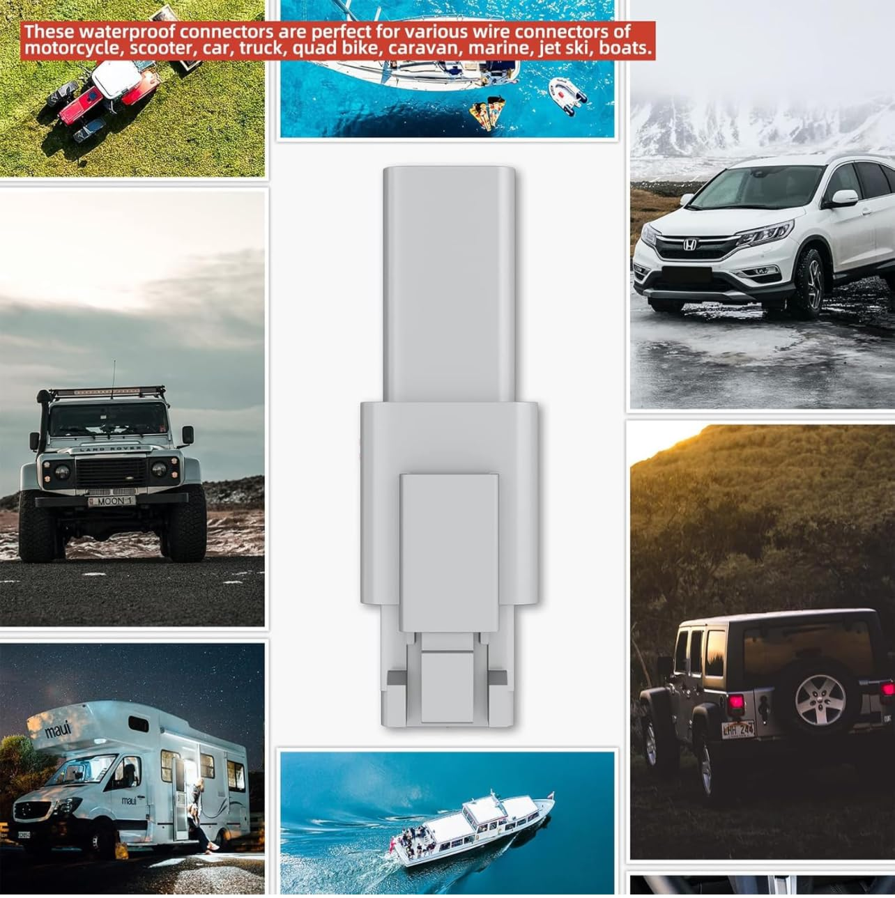 18 Set Kits Deutsch Connector Kit with Wire Crimper - 2 Pin Way Gray Waterproof DT Connector for Car, Truck, Motorcycle, Off-Road Vehicles, and Marine image number 3