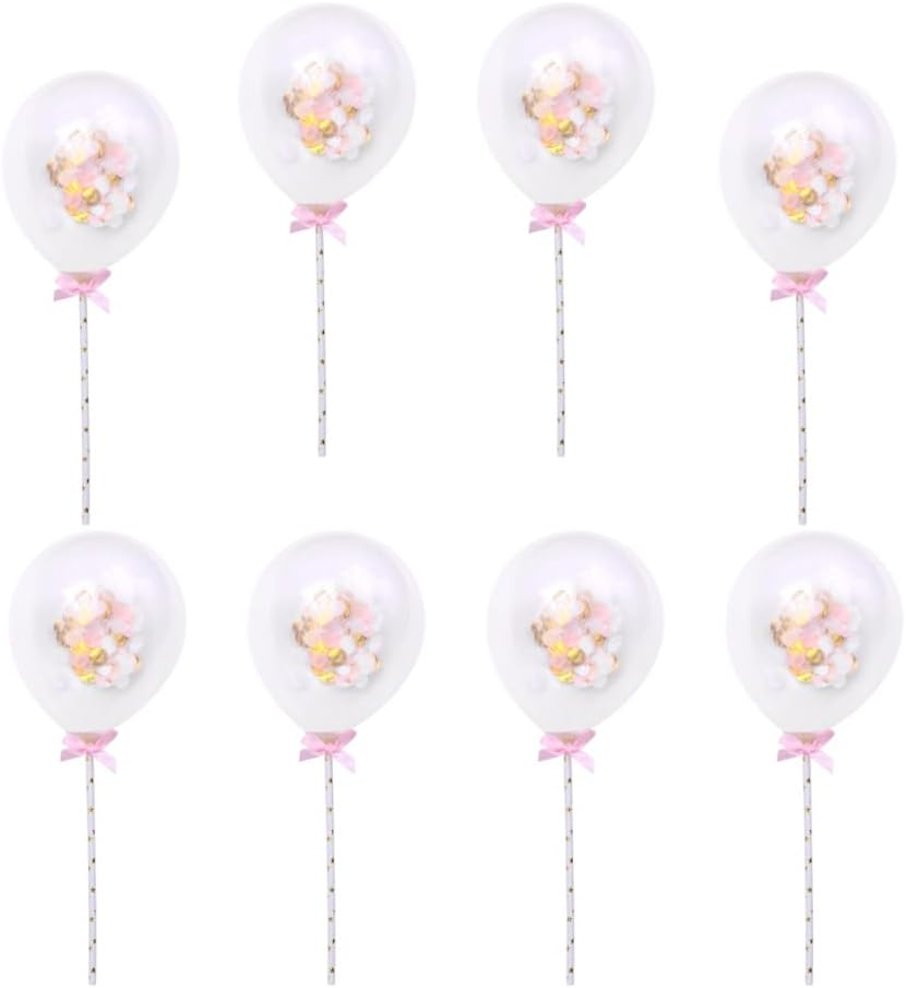 10Pcs Balloon Food Toppers Cake Toppers Happy Birthday Cake Decoration Birthday Decoration Balloon Cake Topper Chirstmas Decor Glitter Fruit Picks Balloons Insert Card Wedding Pink image number 5