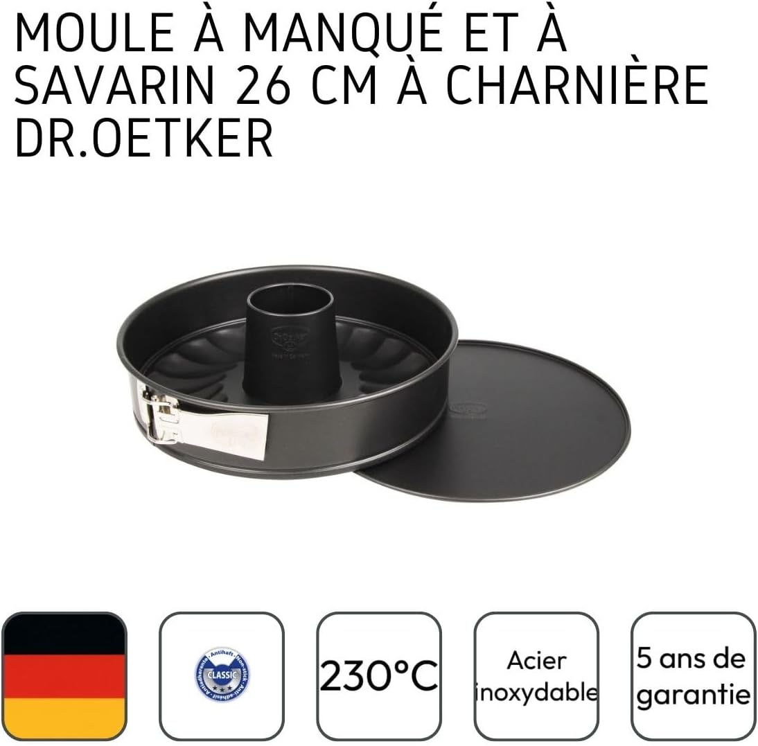 Dr.Oetker Springform Pan with Flat and Tube Base &Oslash; 26 Cm, Cake Mould with Non-Stick Coating, round Coated Pie Tin with Two Bases, Sheet Steel Bakeware (Colour: Black) image number 1
