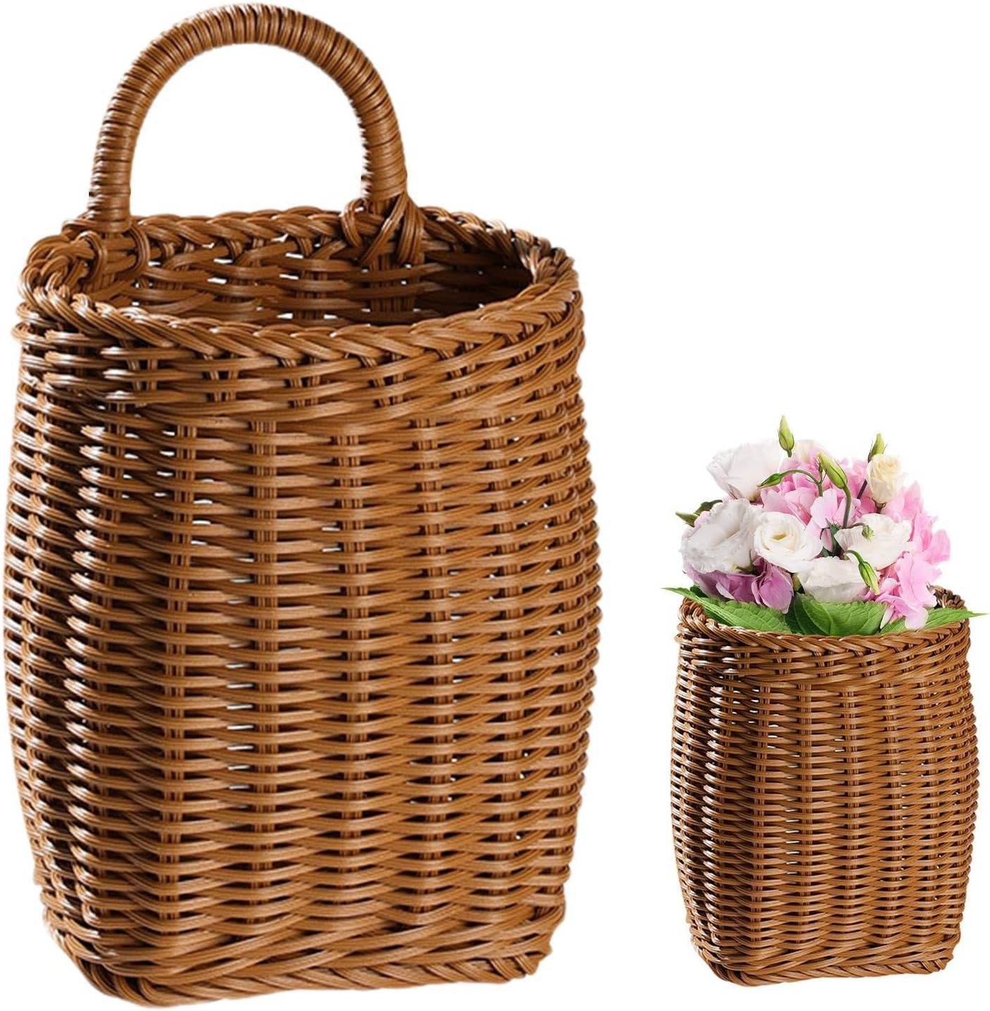 Rattan Wall Basket Set, Seagrass Hanging Decoration, Handmade Water Hyacinth Wicker Baskets, Decorative round Baskets, Environmentally Friendly, Perfect for a Modern Living Room, Bedroom, Kitchen - L image number 6