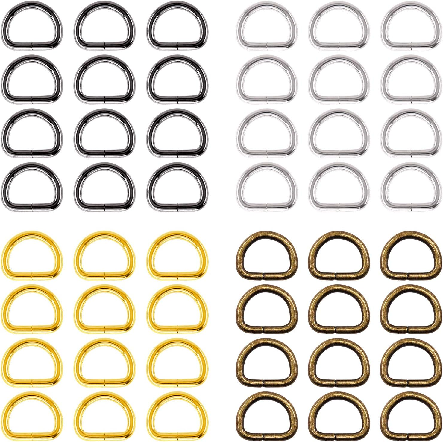 Rustark Assorted Strong Metal Webbing Set 4 Colors Multi-Purpose Keychains D Ring Handbag Strap Loop Clasp D Buckles image number 6