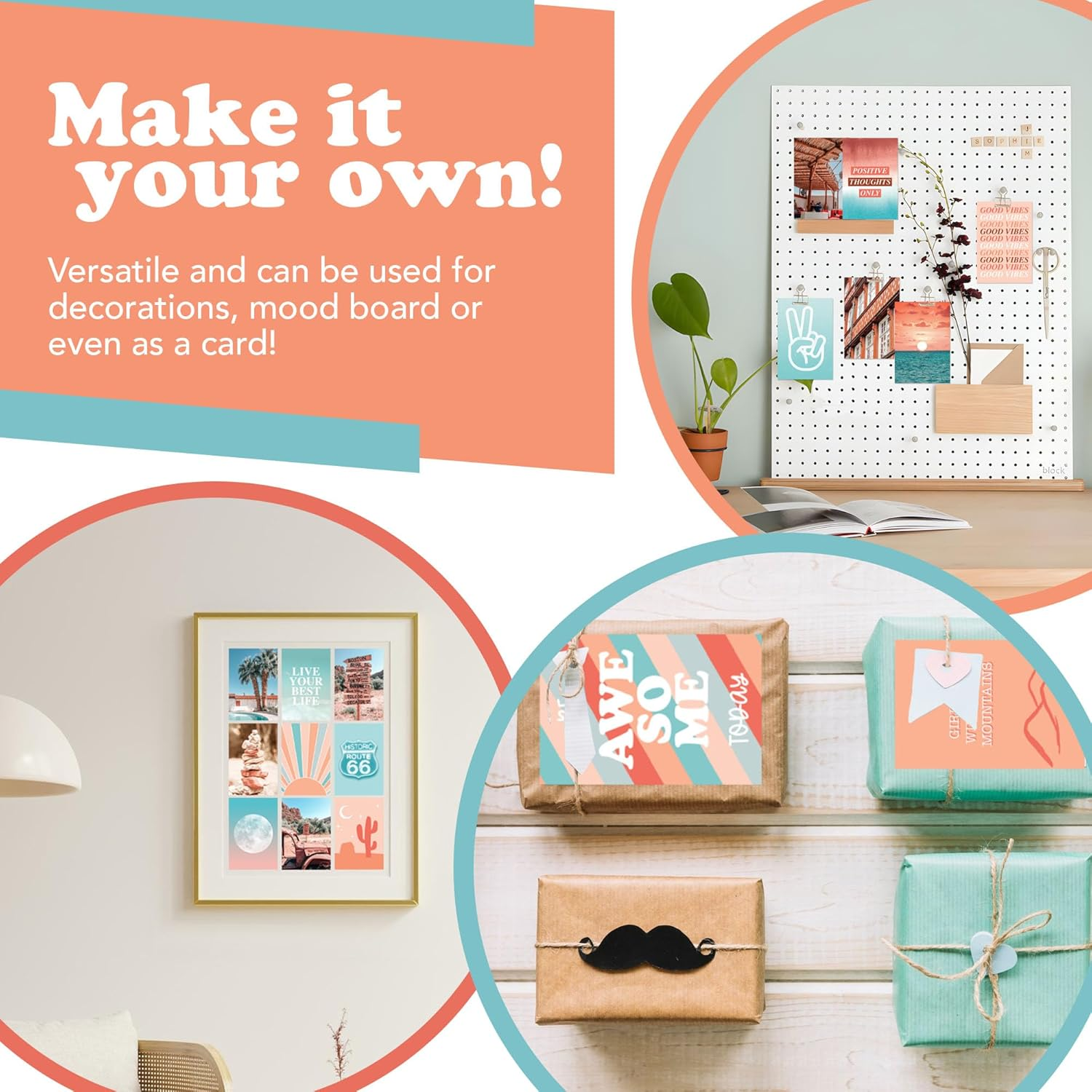 Artivo Peach Wall Collage Kit, Preppy Room Decor Aesthetic Pictures Wall Decor, Cute Picture Collage, Preppy Pictures for Wall, Teen Girls Room Decor, Cute Bedroomwall Decor, 50 Set 4X6 In image number 1