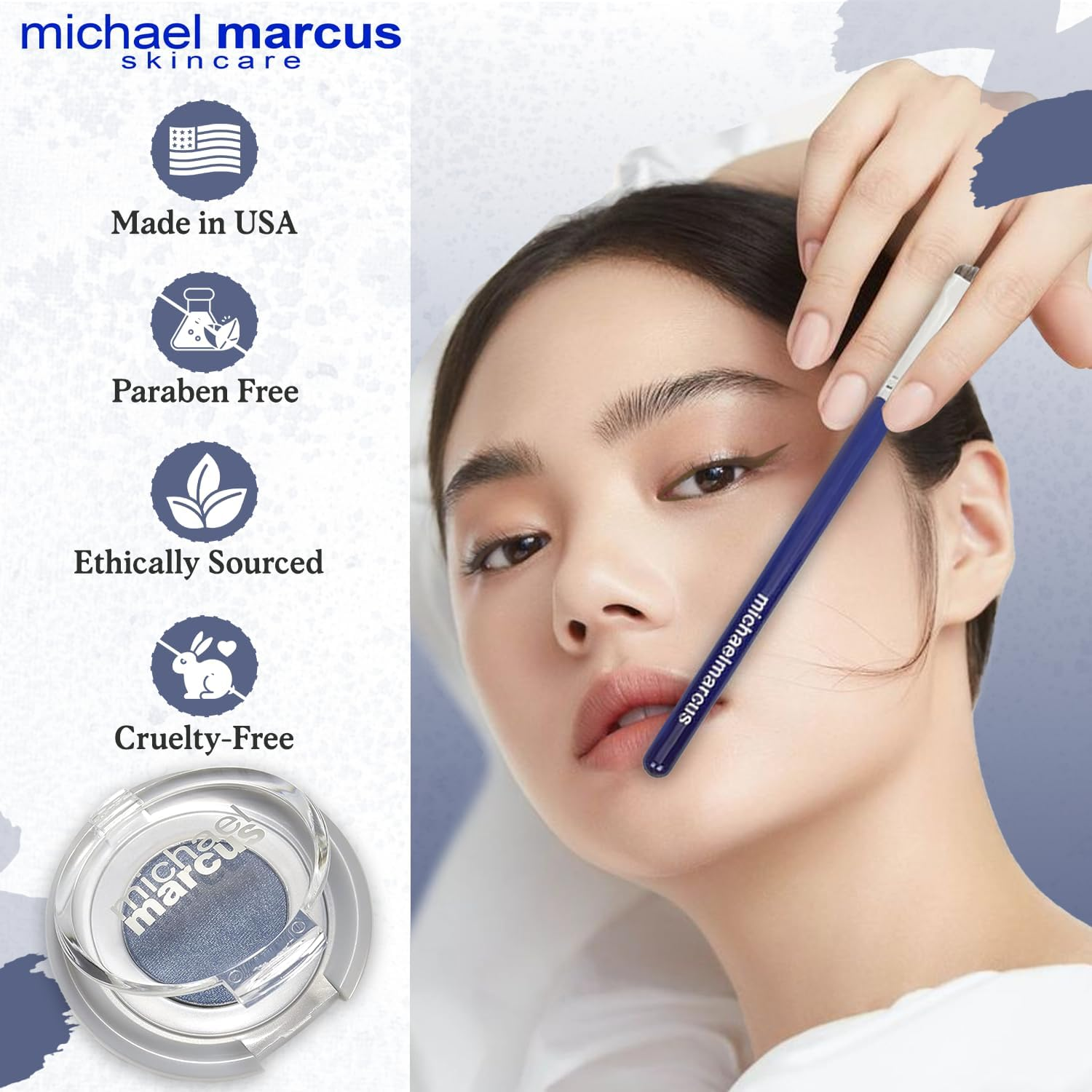 Michael Marcus Cake Eyeliner & Brush - 2 Piece Water Activated Dry Pressed Eyeliner & Professional Brush - Long-Lasting, Vibrant Color, Smudge Resistant - Cruelty Free Paraben Free (Twilight) image number 6