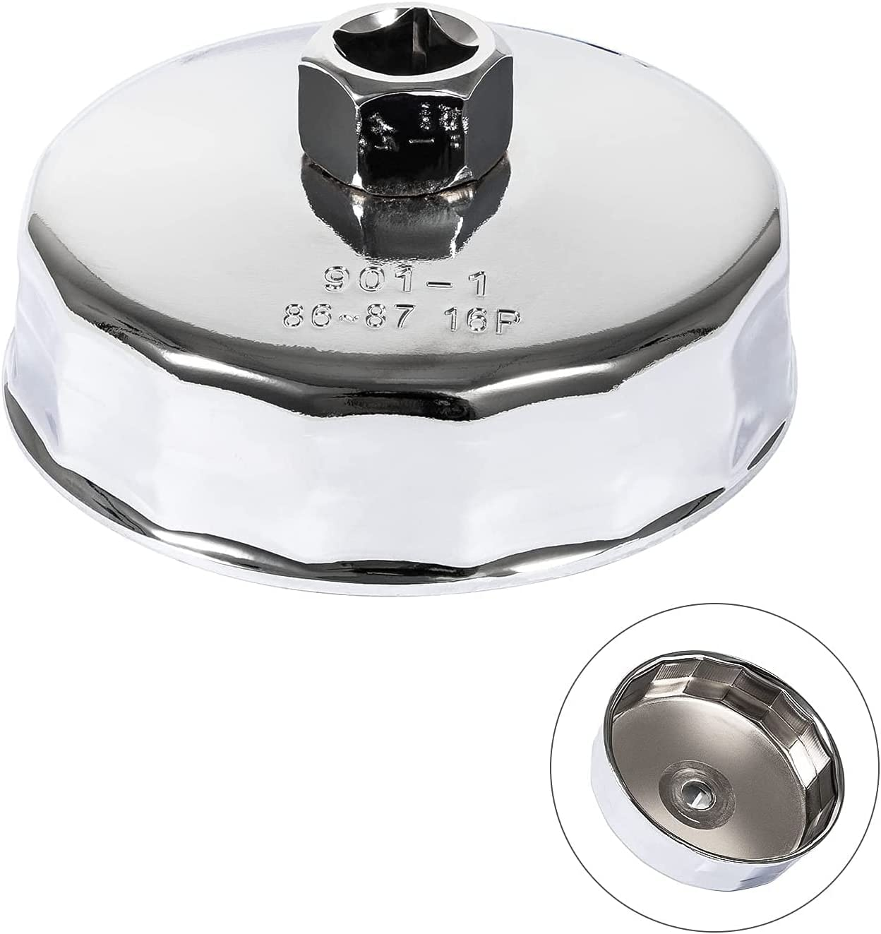 Oil Filter Wrench 86Mm 16 Flutes for BMW and Volvo, Oil Filter Housing Cap Removal Tool Fits N20 N26 N51 N52 N54 N55 N63 N74 S55 and S63 Engines, Heavy Duty Cup Wrench image number 2