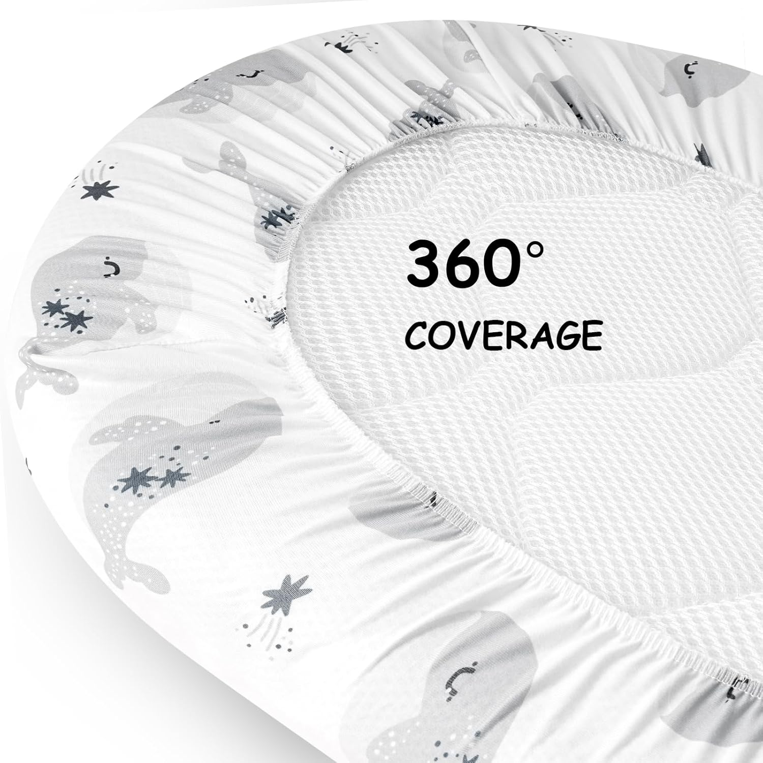 Yoofoss Bassinet Sheets Baby Girl Boy, Fitted Bassinet Sheet Set 3 Pack Universal Fit for Cradle Moses Basket Oval Rectangle round Hourglass Mattress,Soft Breathable (Blue+Seahorse) image number 4