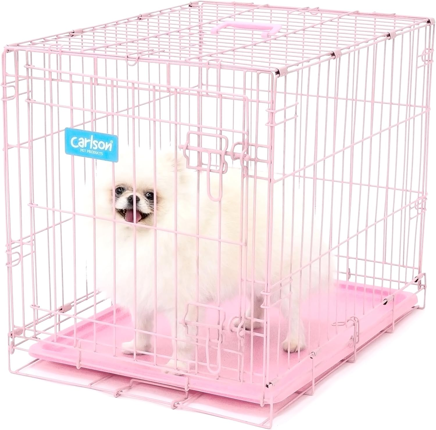 Carlson Pink Secure and Compact Single Door Metal Dog Crate, Small image number 3