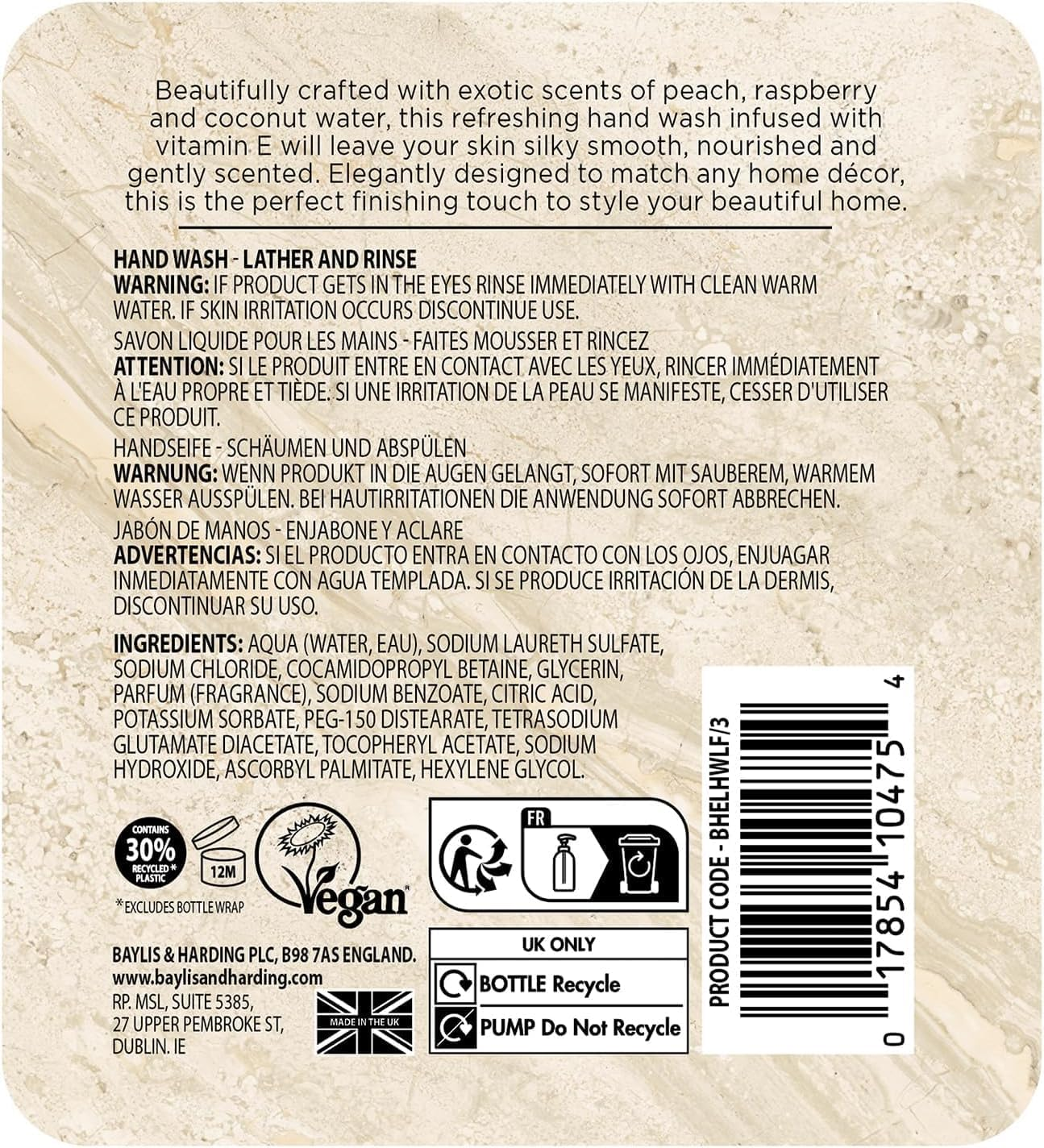 Baylis & Harding Elements Pink Blossom and Lotus Flower Hand Wash, 500 Ml (Pack of 3) - Vegan Friendly