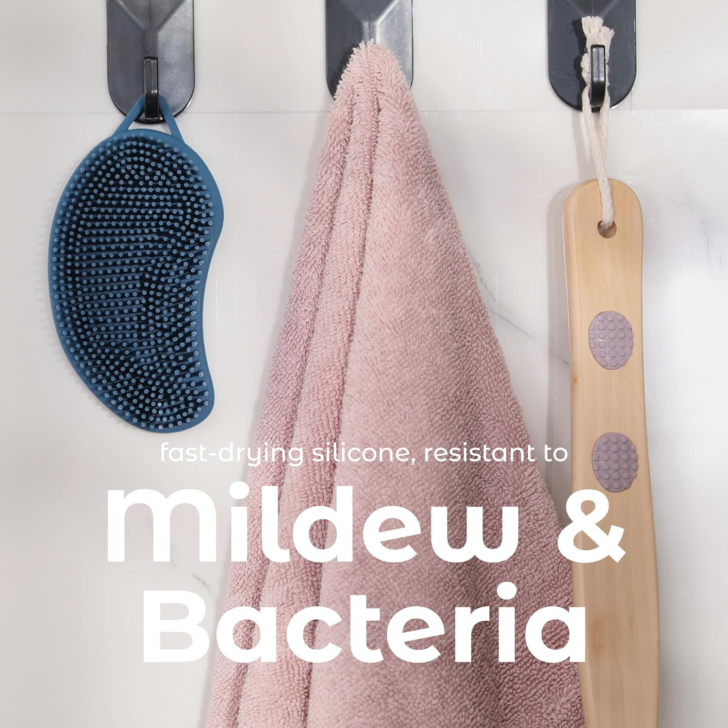 Mainbasics Silicone Body Scrubber &ndash; Dual-Sided Shower & Scalp Scrubber, Gentle Silicone Loofah Alternative for Deep Clean (Dark Blue, Scalp) image number 5