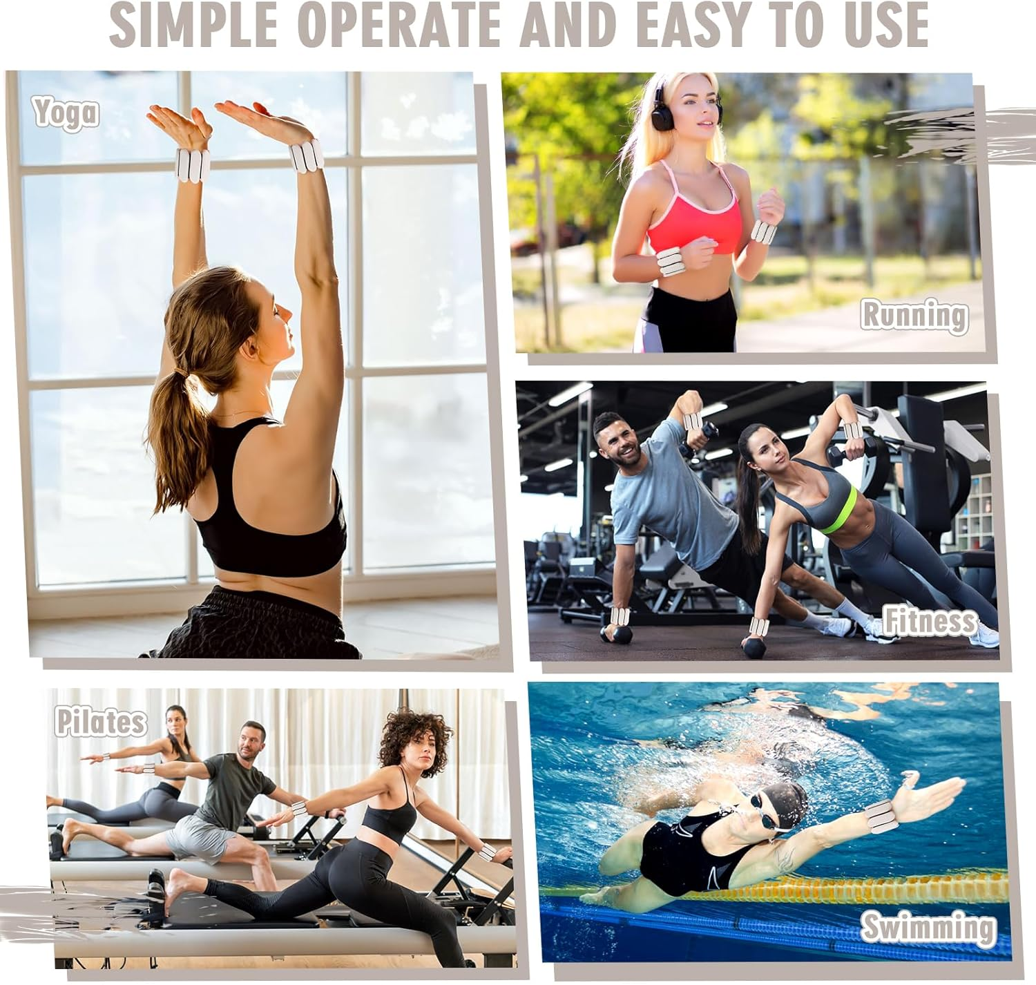 Wrist Weights - 1 Pair (1 Lb Each) | Adjustable Wearable Wrist Ankle Weights, Silicone Wrist Bangles Leg and Arm Weights for Women | Yoga, Dance, Pilates, Swimming, Walking and Gym