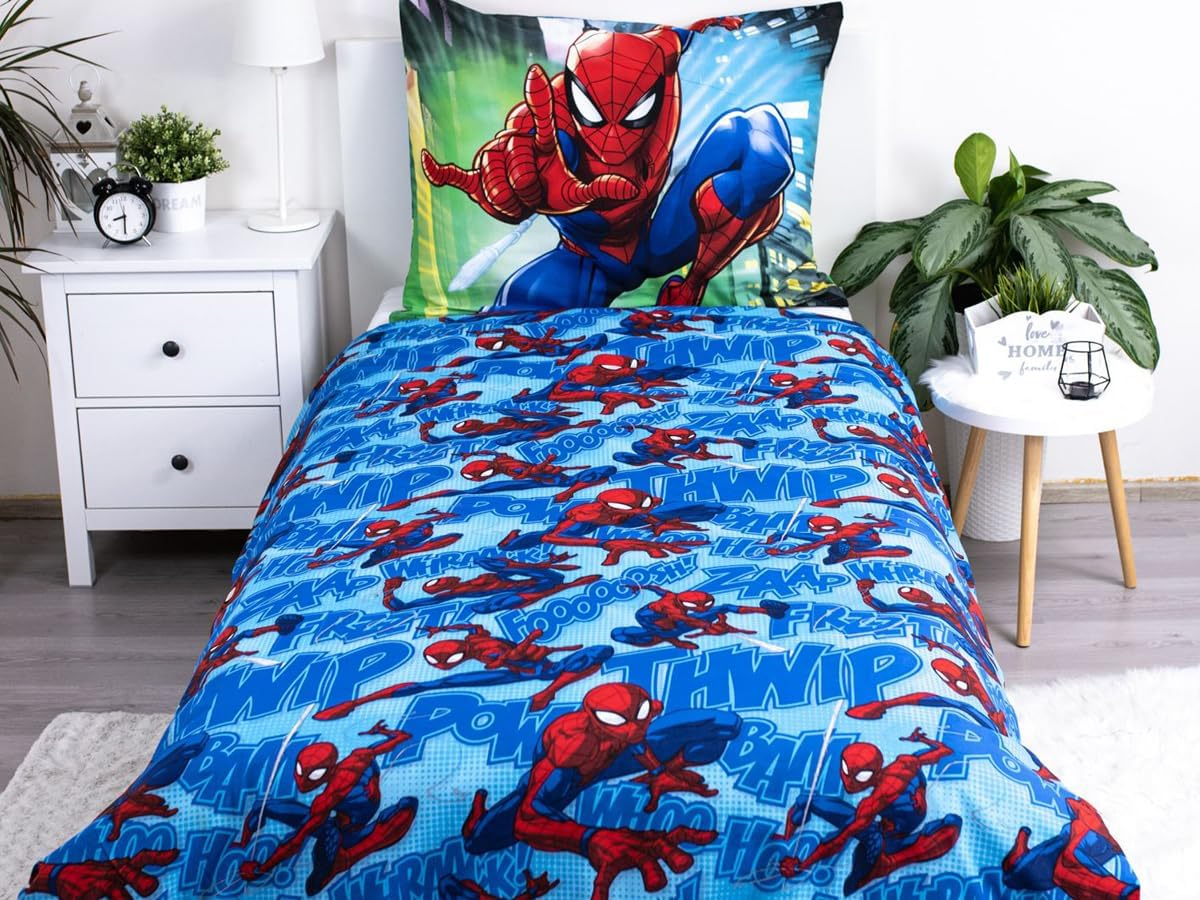 Jerry Fabrics Spiderman Character Children'S Bedding with Zipper and 70 X 90 Cm Pillow Case, Cotton, Multi-Colour, 200 X 140 X 0.5 Cm image number 3